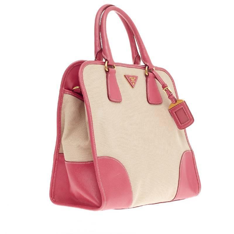 Prada Tote Canvas and Saffiano Leather at 1stdibs