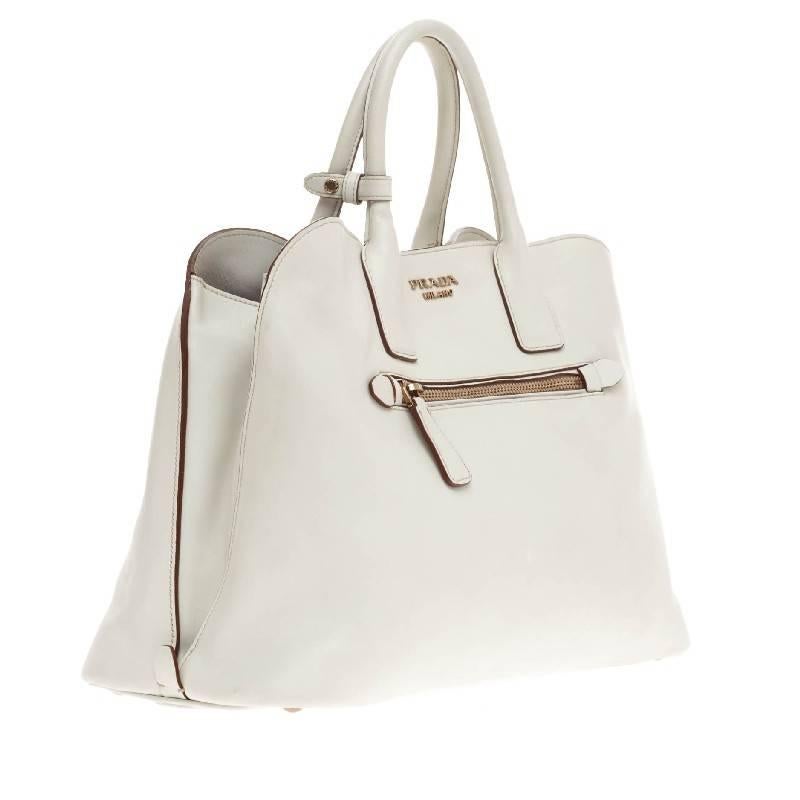 Prada Cuir Open Promenade Tote Calfskin Leather In Good Condition In NY, NY