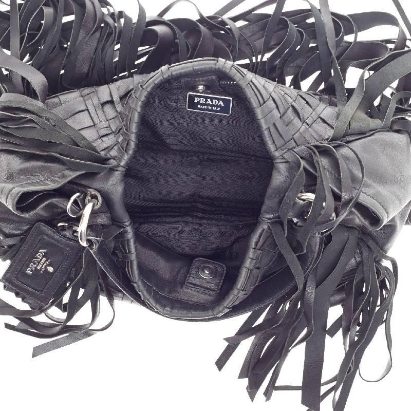 Prada Convertible Fringe Shoulder Bag Woven Nappa Leather 2