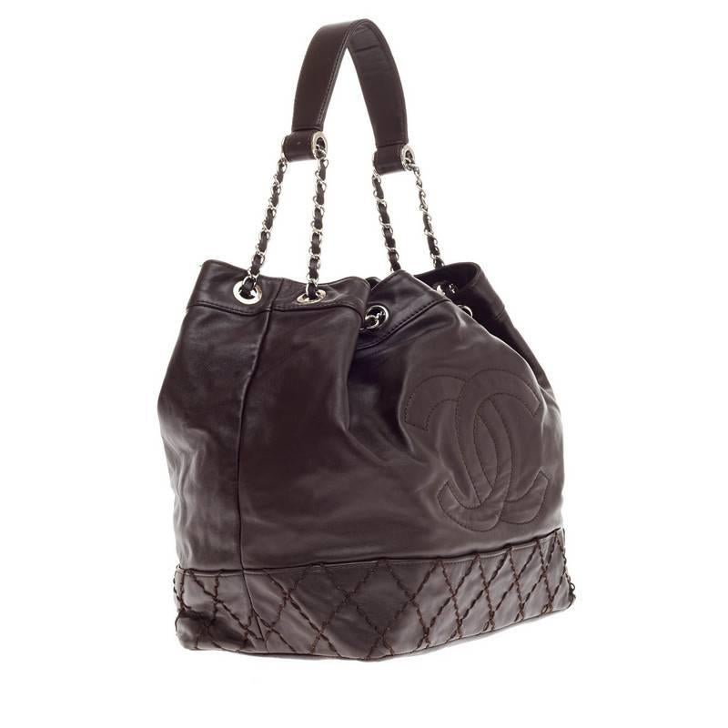 Chanel CC Drawstring Bucket Bag Lambskin  In Good Condition In NY, NY