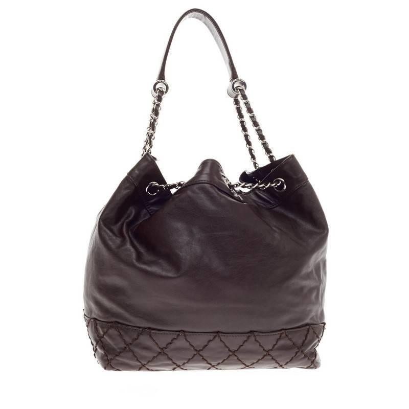 Women's Chanel CC Drawstring Bucket Bag Lambskin 