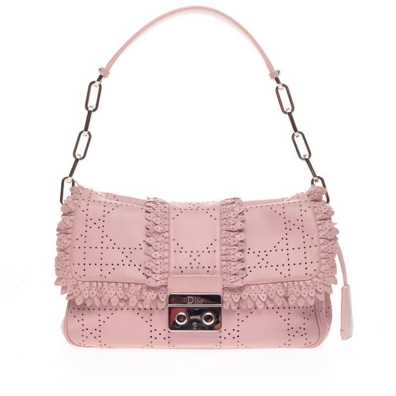 Christian Dior New Lock Ruffle Flap Perforated Leather