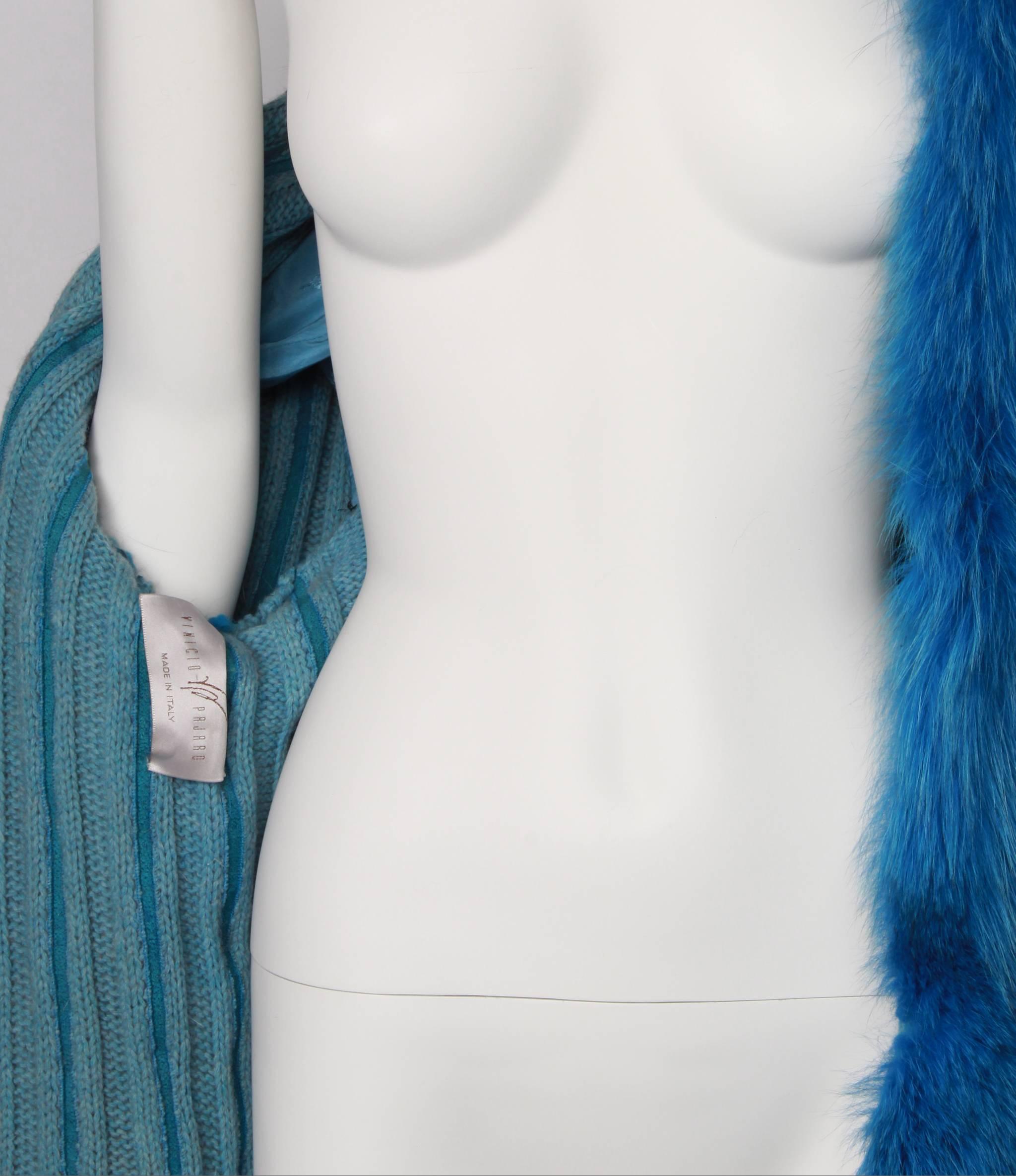 Blue VINICIO PAJERO Full Length Ribbed Fox Fur