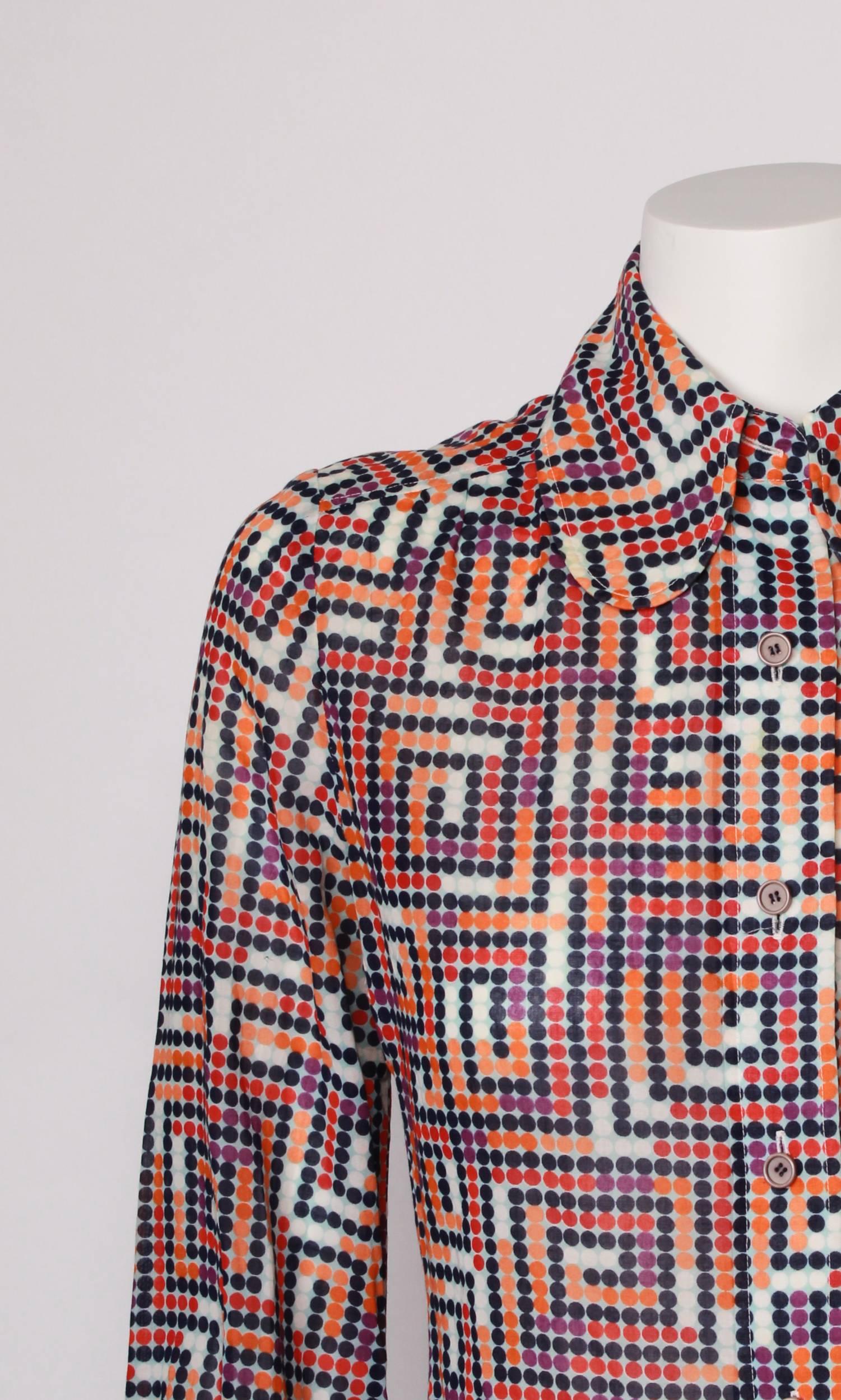 CHRISTIAN DIOR 1970s Graphic Silk Shirt In Good Condition In Melbourne, Victoria