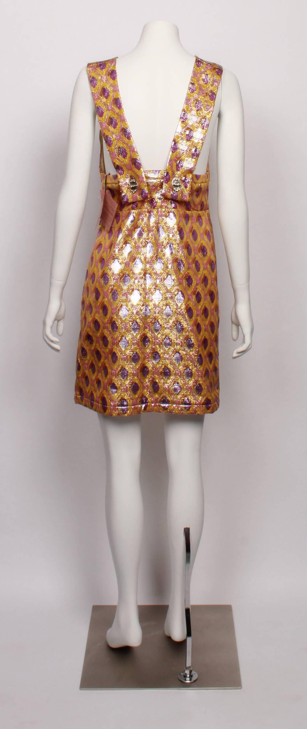Brown MIU MIU Printed Lame` Dress