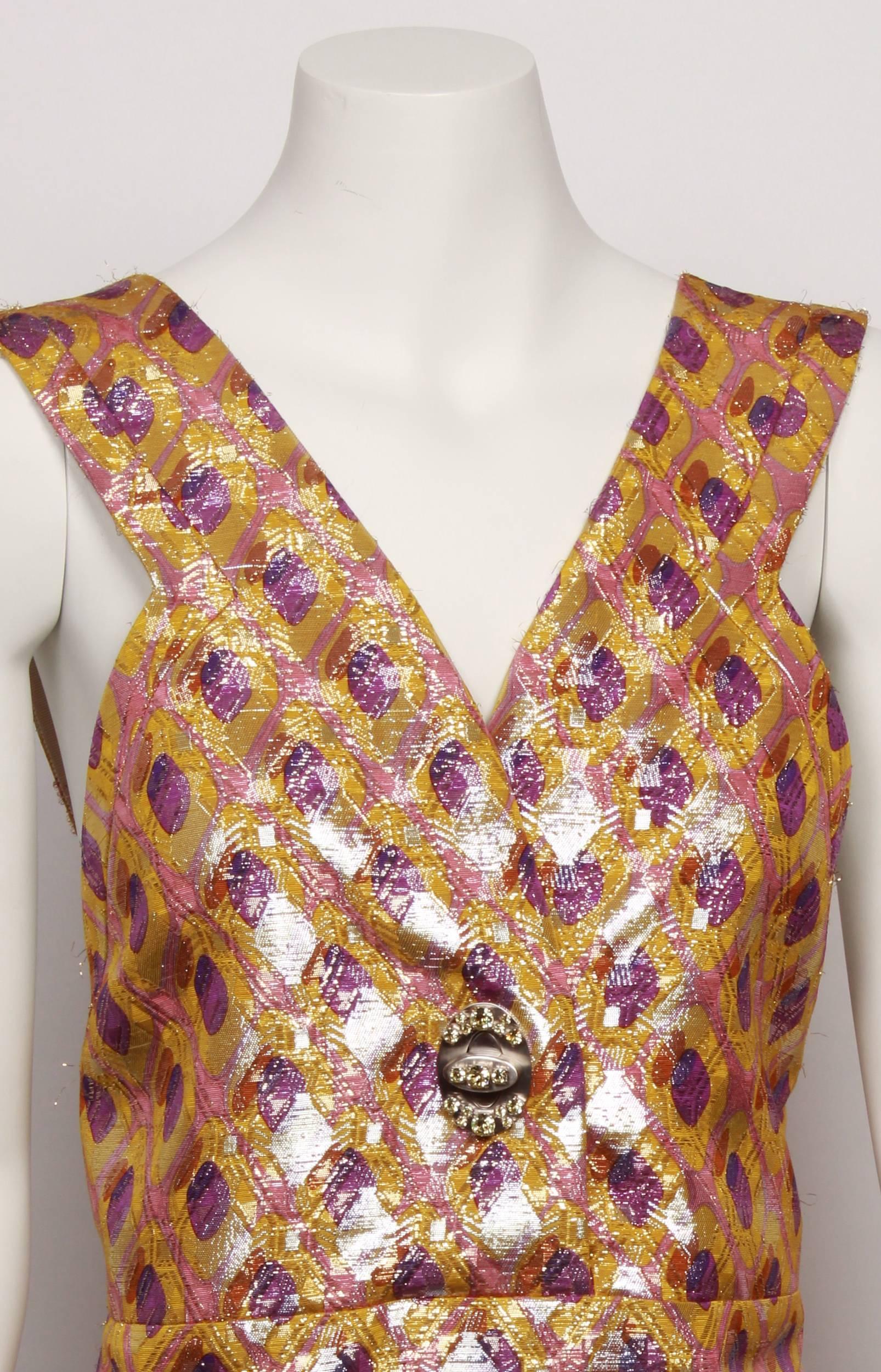 MIU MIU Printed Lame` Dress In New Condition In Melbourne, Victoria