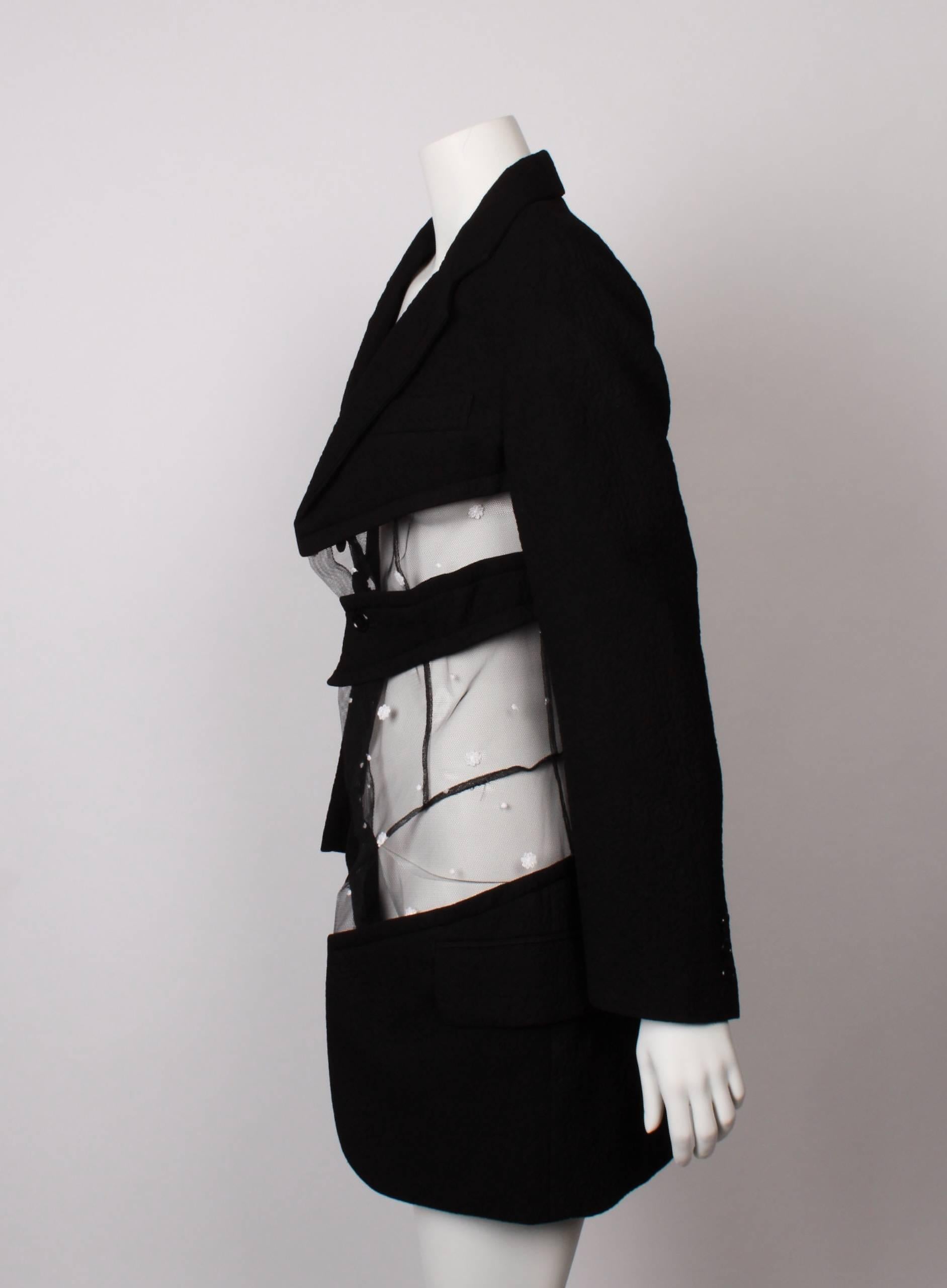 COMME DES GARCONS Tailored Jacket with Sheer Veil Panels 1