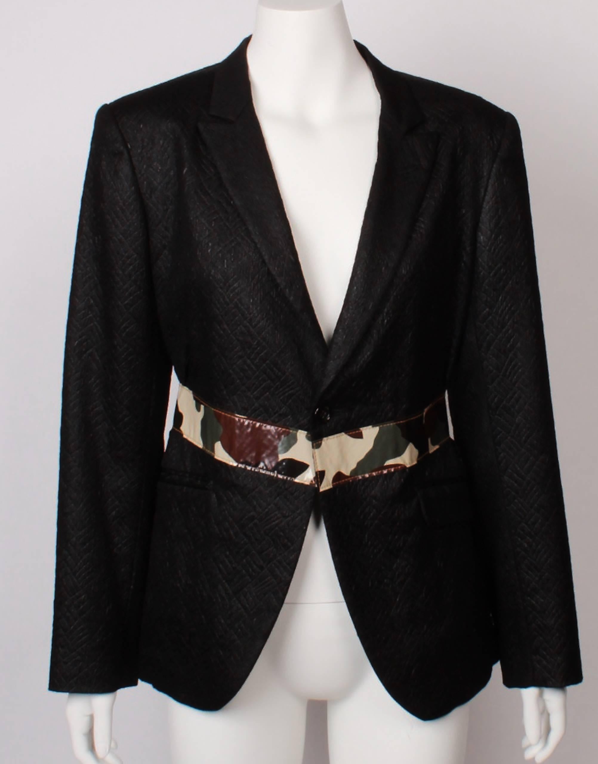 Black Comme des Garcons Tailored Jacket with PVC Detail For Sale
