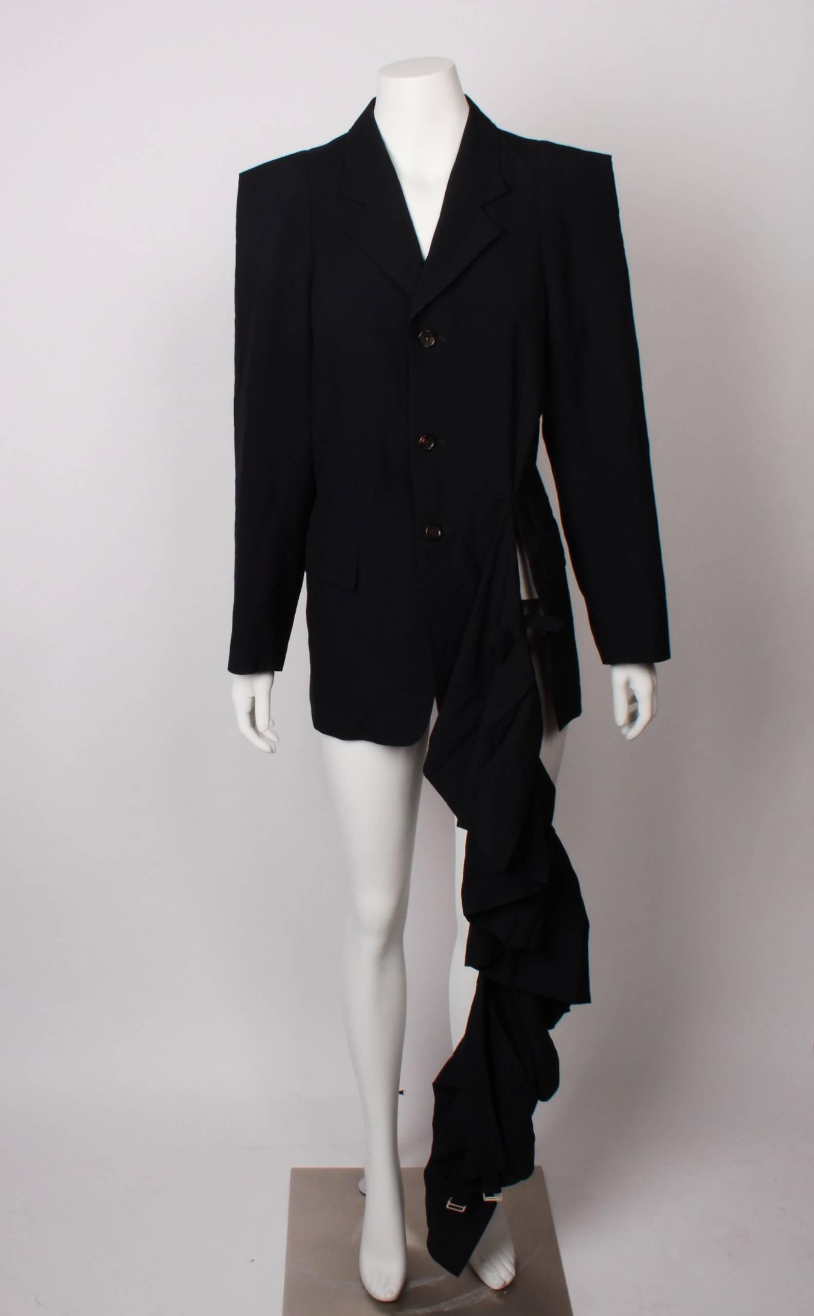 Black Comme des Garcons Tailored Jacket with Pleated Skirt