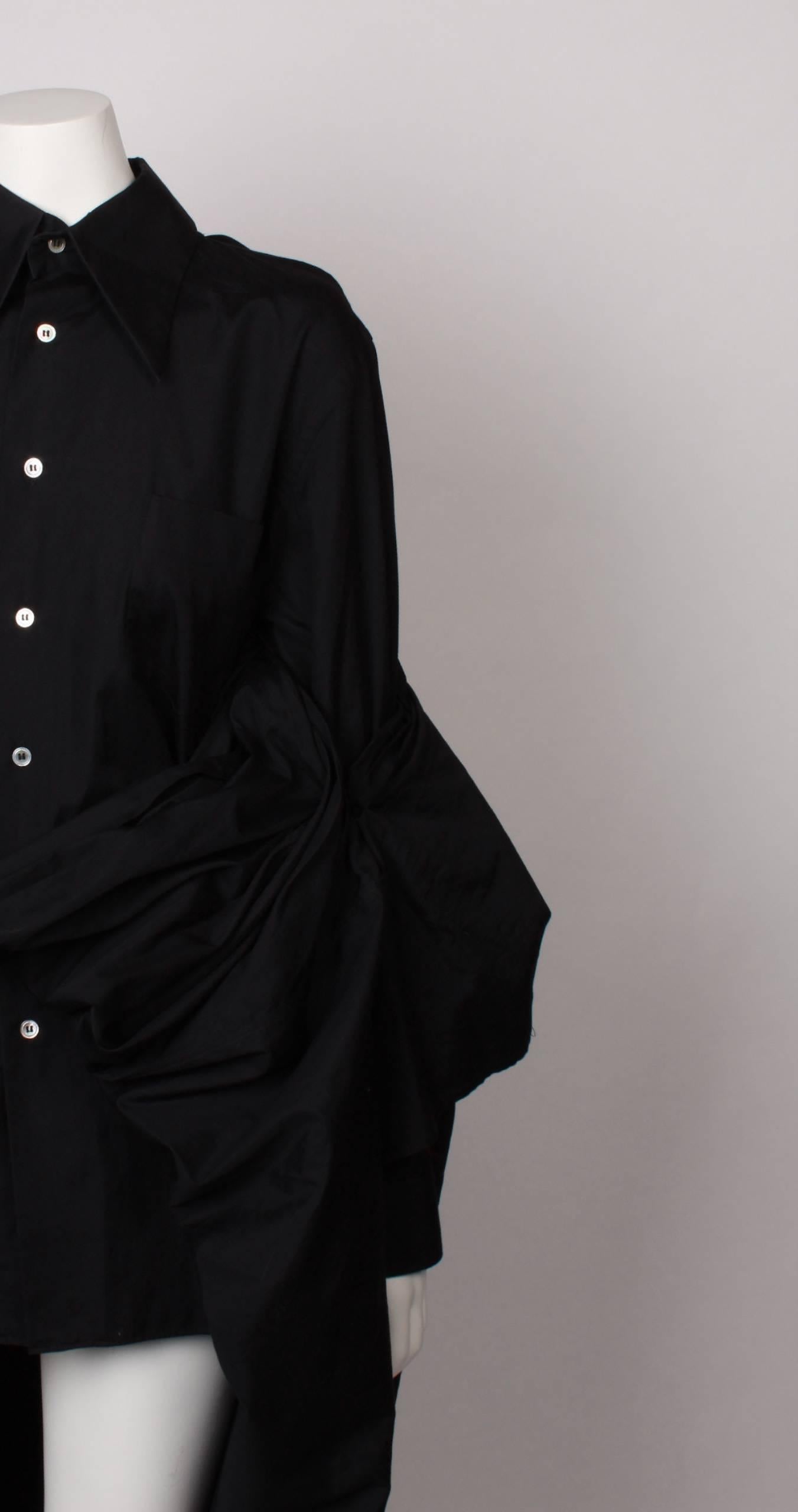 Comme Des Garcons Black Shirt with Bustle In Good Condition In Melbourne, Victoria