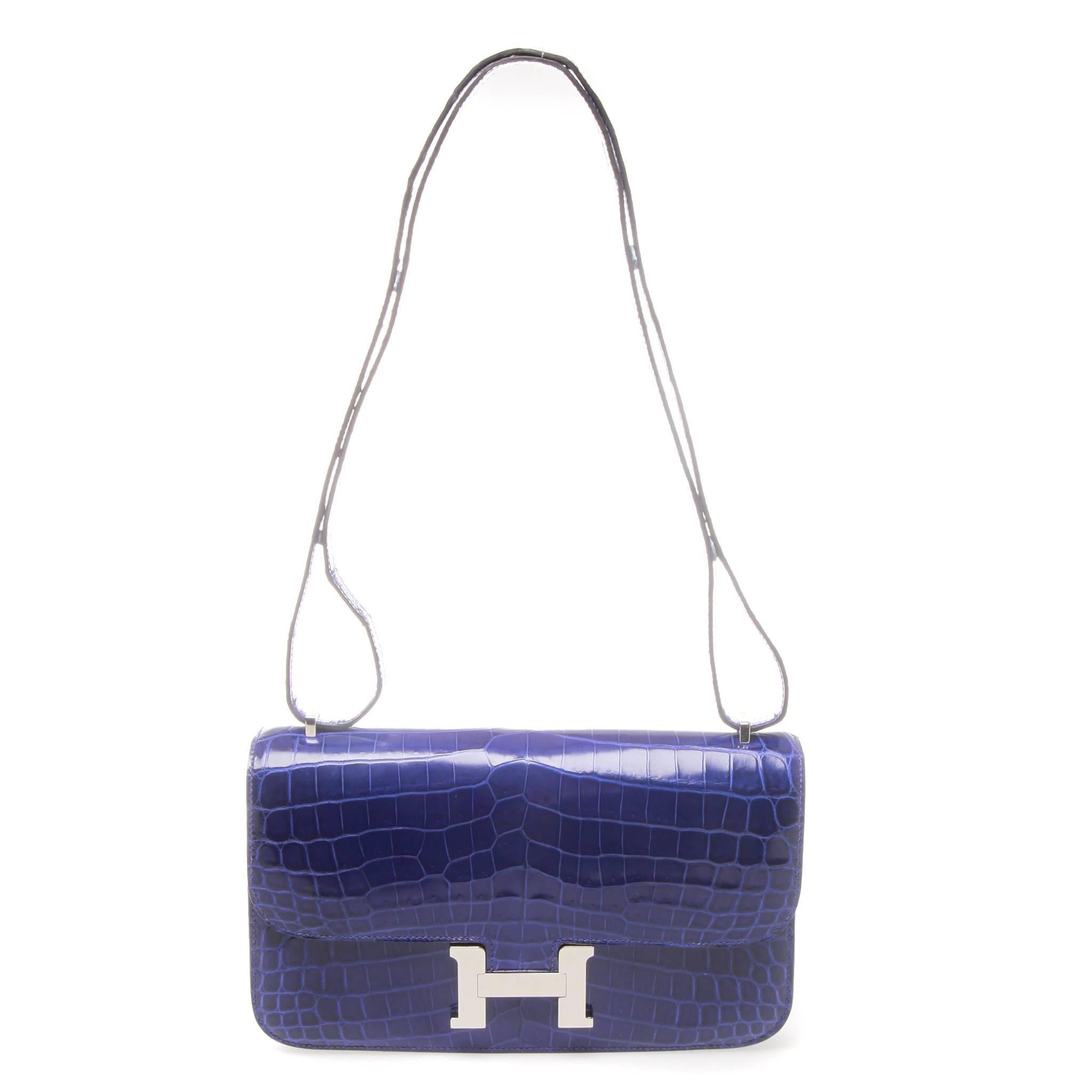 Hermès 25cm Blue Electric Crocodile Constance Elan Bag