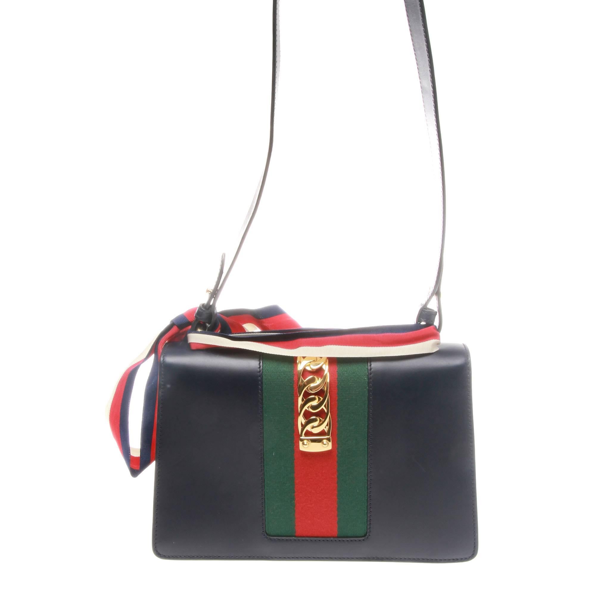 Black 	Gucci Sylvie Leather Shoulder Bag