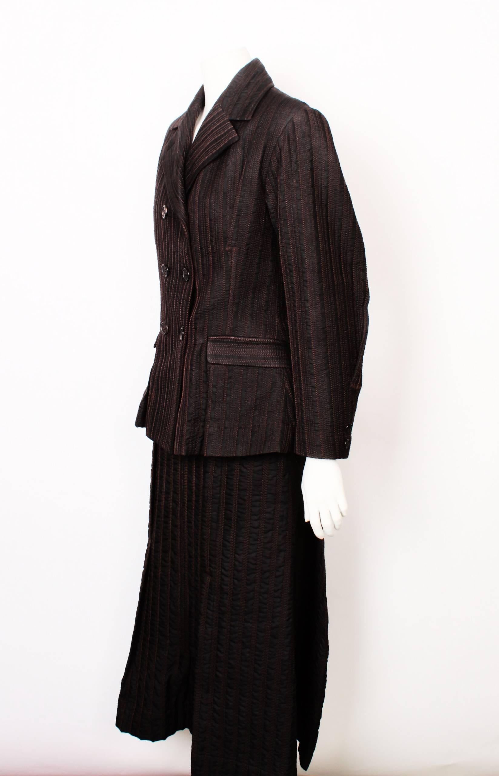 Black Issey Miyake Top Stitched Suit For Sale