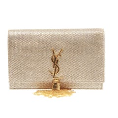 Saint Laurent Classic Kate Tassel Chain Wallet in Gold