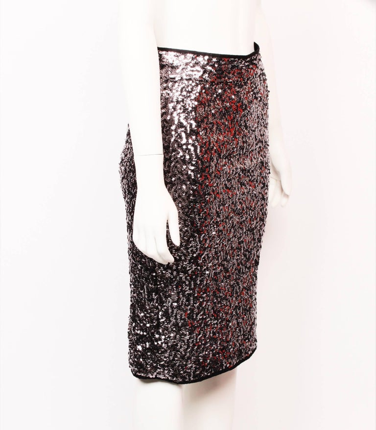 Karl Lagerfeld Gunmetal Sequin Skirt For Sale at 1stDibs