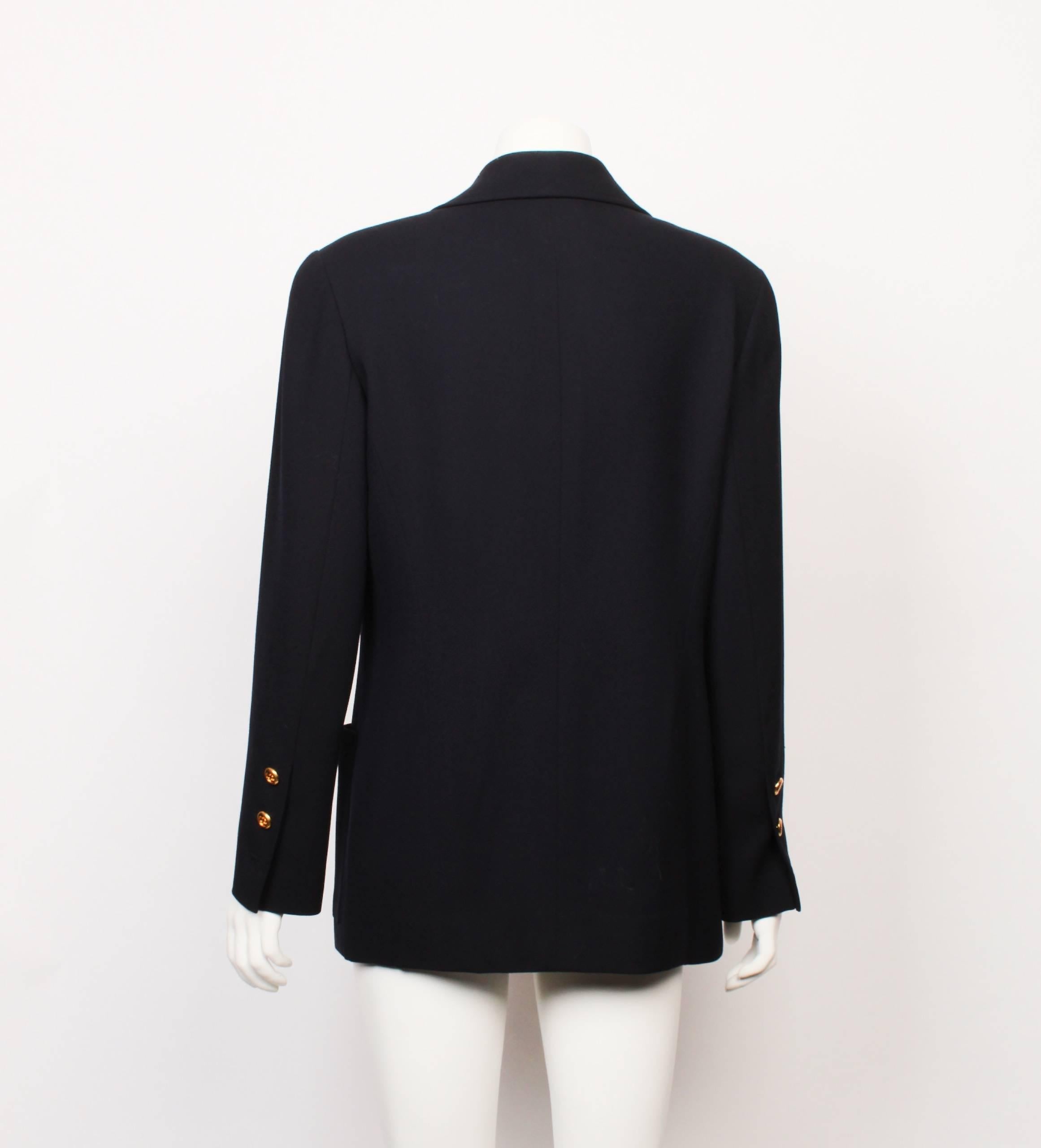 Chanel navy blue single breasted Blazer, 1990s  In Good Condition In Melbourne, Victoria