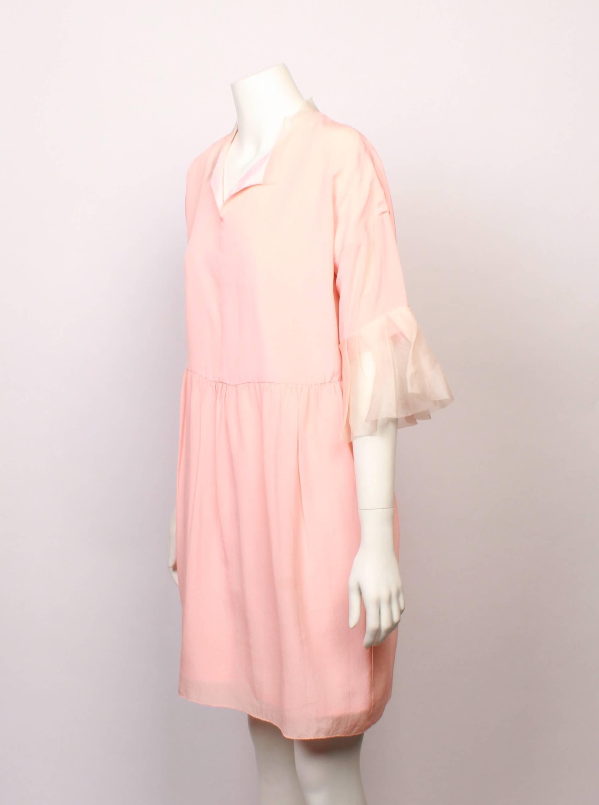 Orange Valentino Pink Silk Georgette Dress For Sale