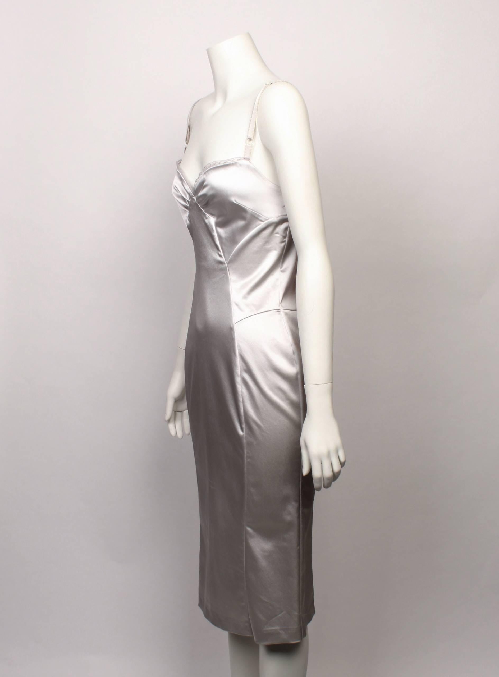silver silk slip dress