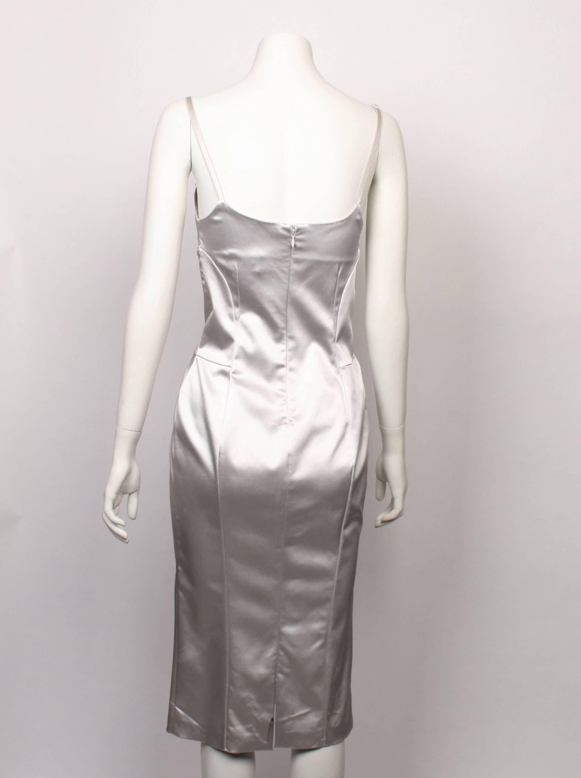 silver satin dress