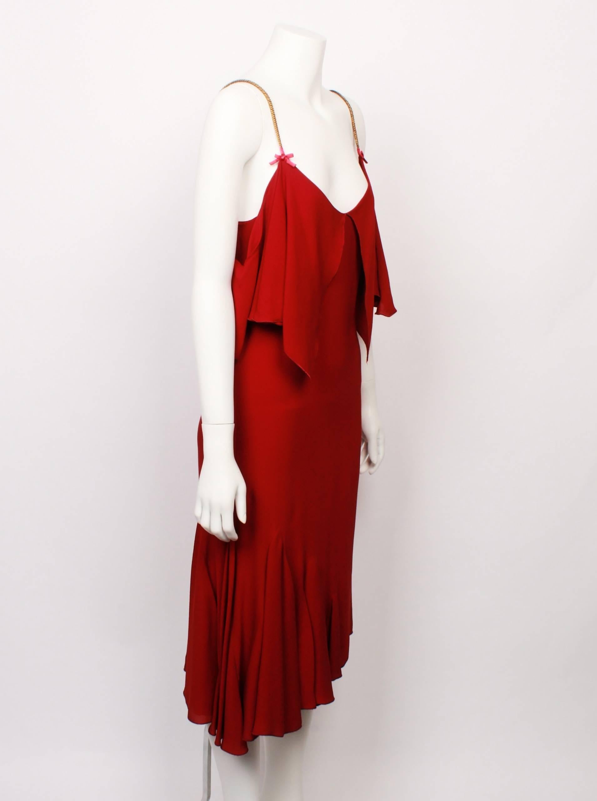 Viktor & Rolf Red Jersey Cocktail Dress In Good Condition For Sale In Melbourne, Victoria