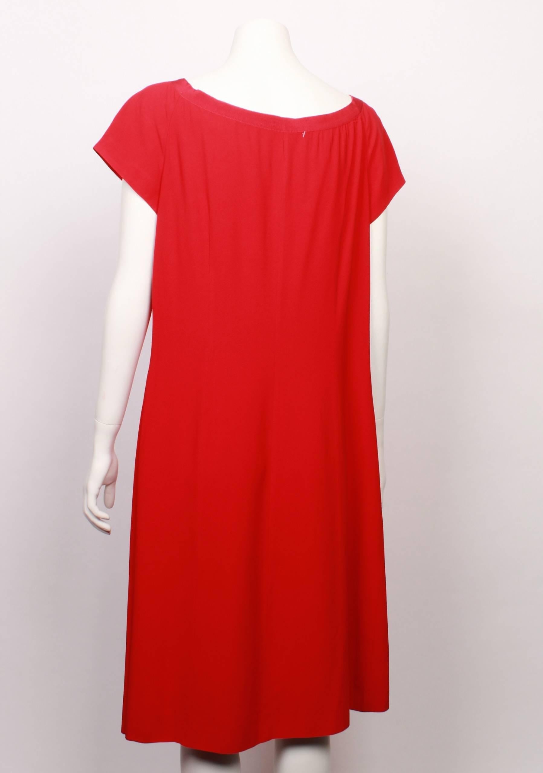 Moschino Red Shift Dress with Bow Detail 1