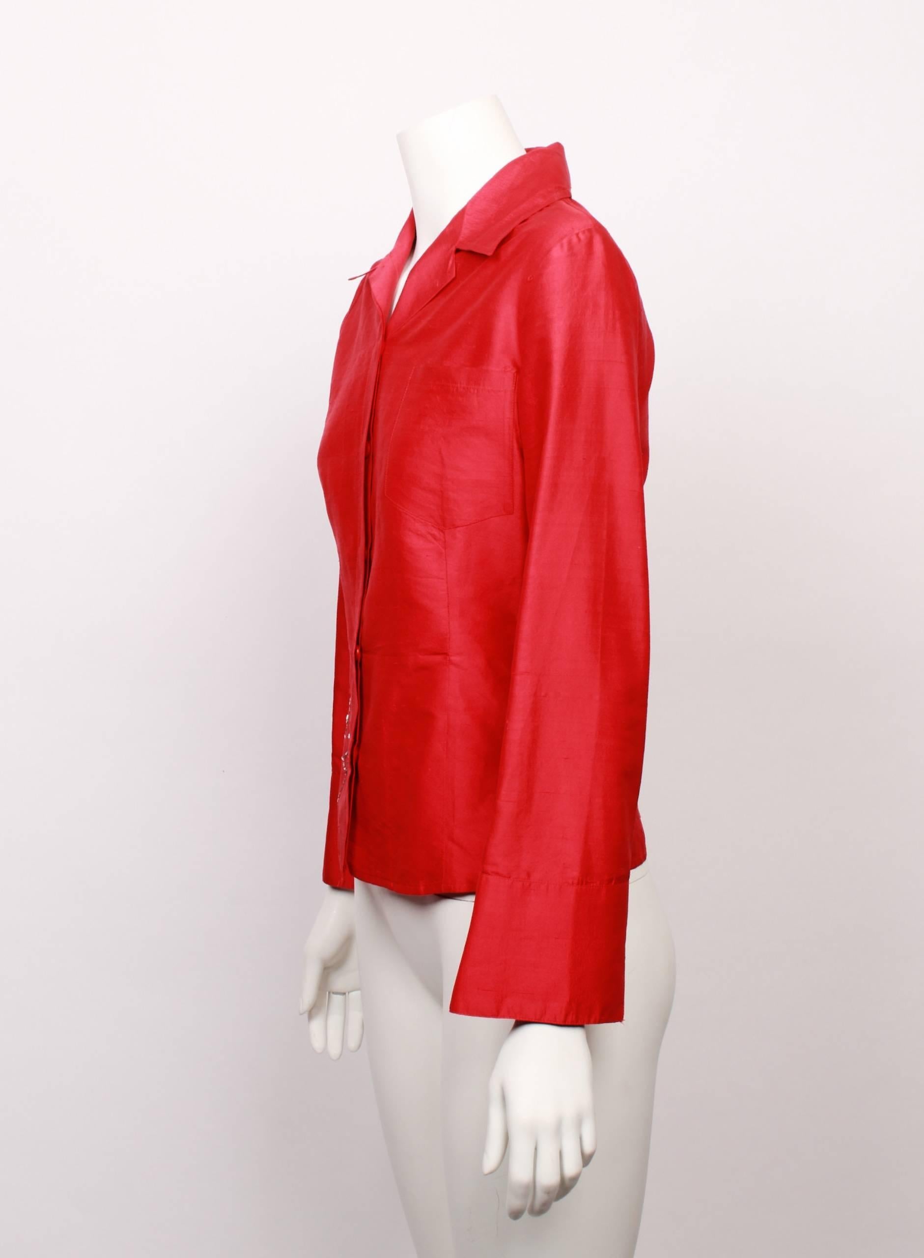 Castelbajac Red Silk Shirt In Good Condition For Sale In Melbourne, Victoria