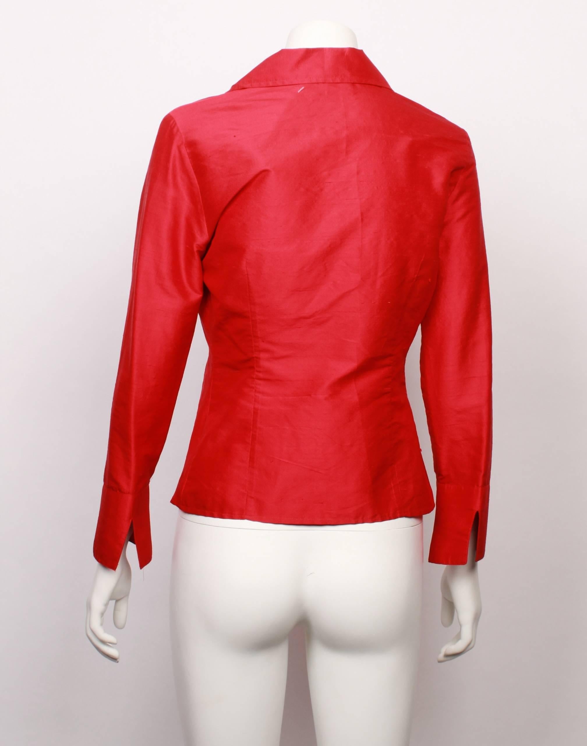 Women's Castelbajac Red Silk Shirt For Sale