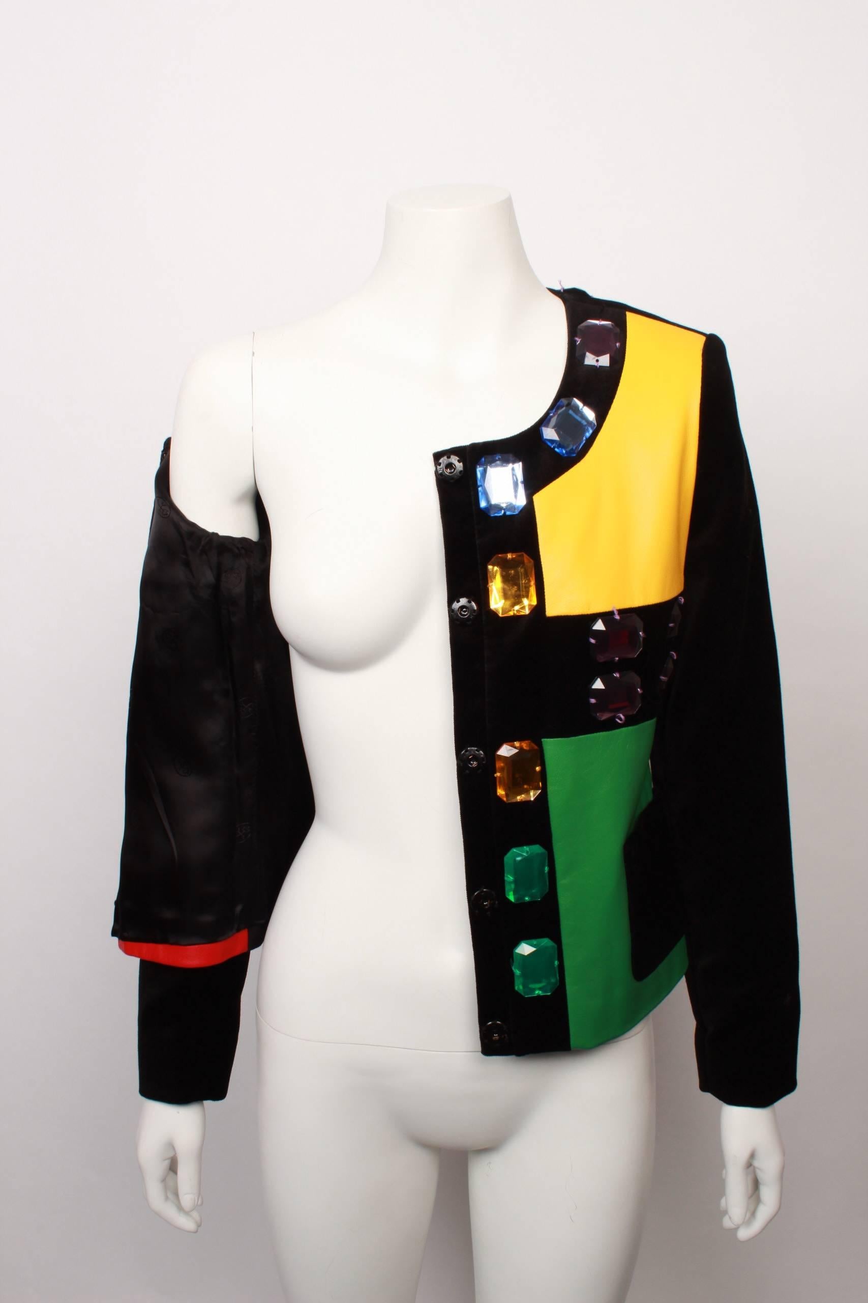 Jean De Castelbajac Mondrian Color blocked Jacket with Jewels  -Original Tags In Good Condition In Melbourne, Victoria