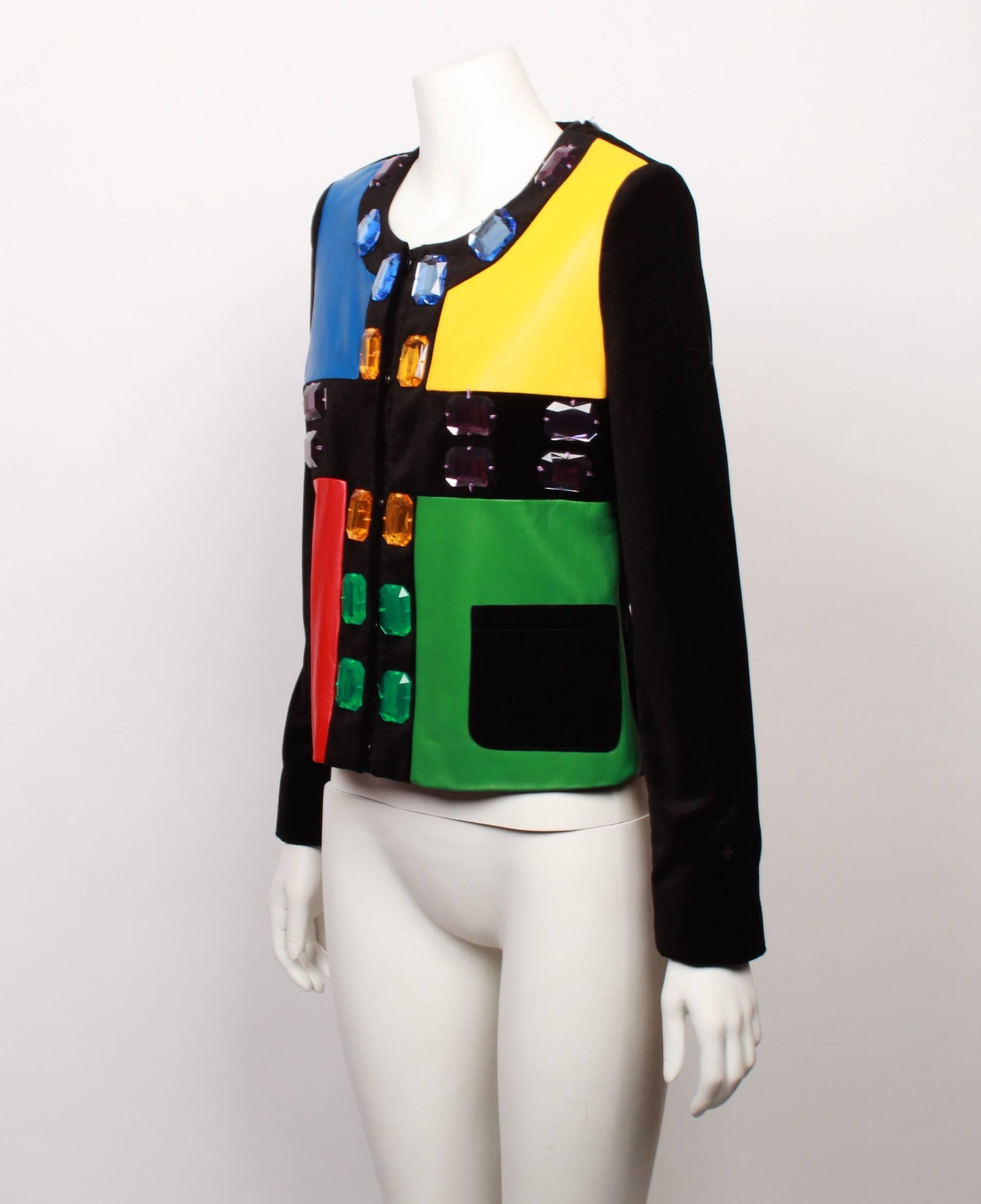 Black Jean De Castelbajac Mondrian Color blocked Jacket with Jewels  -Original Tags