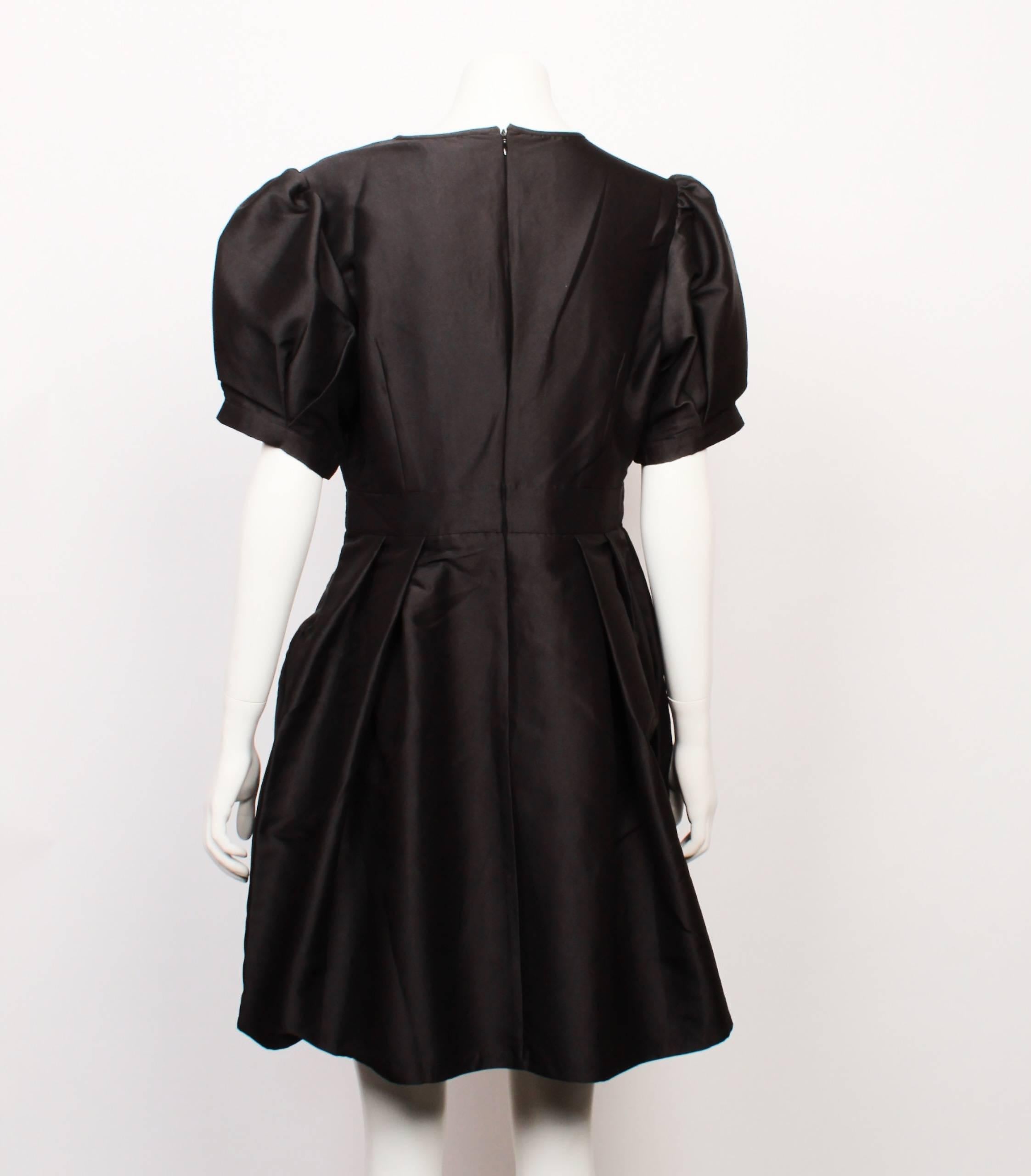 Women's Christian Dior Black Silk Satin Party Dress