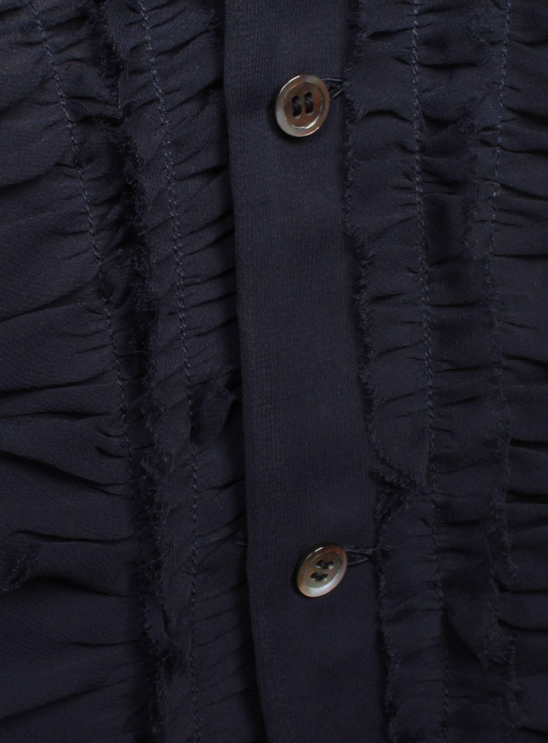 Comme des Garcons Sheer Navy Frill Dress   In Good Condition In Melbourne, Victoria