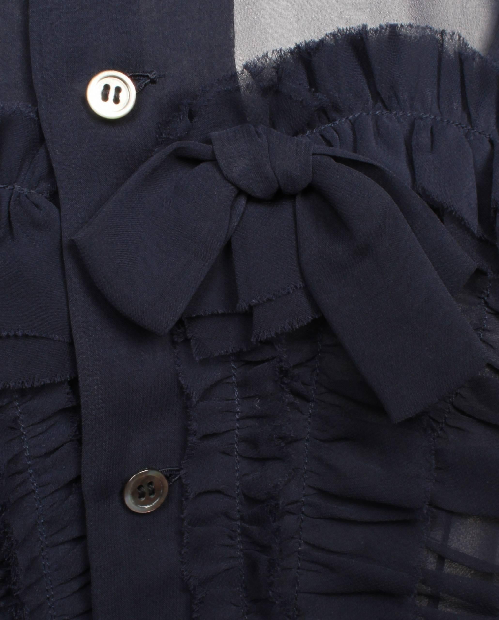 Black Comme des Garcons Sheer Navy Frill Dress  