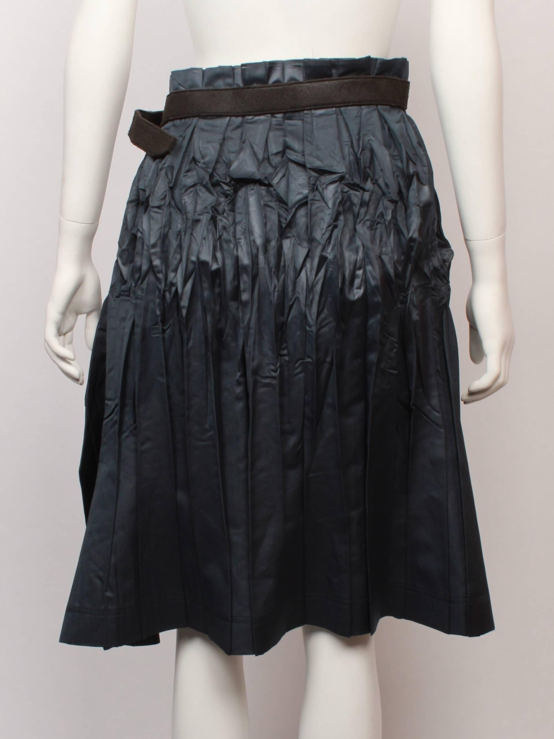 Black Issey Miyake Crumpled Pleated Wrap Skirt  M