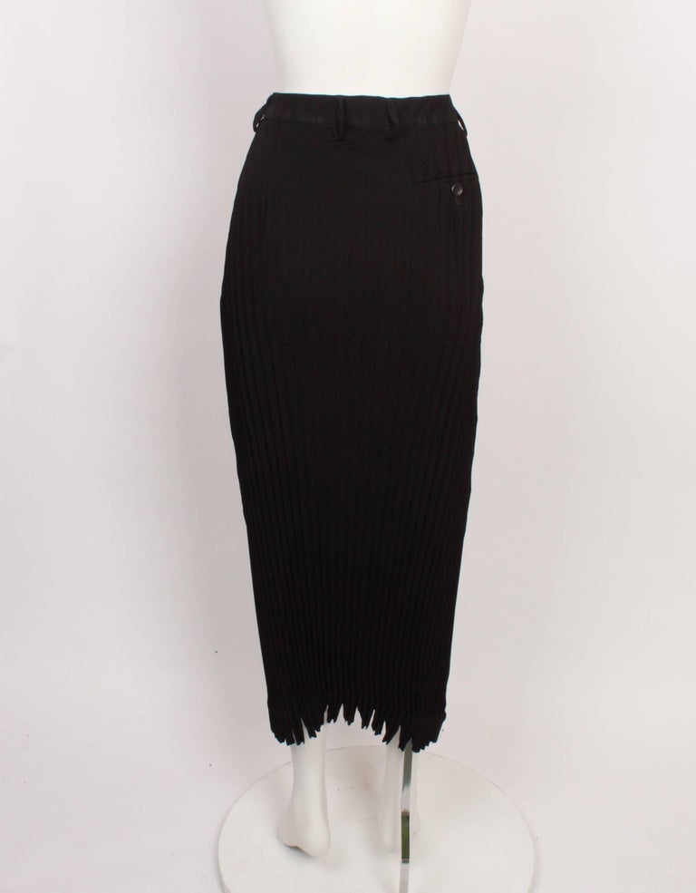 Issey Miyake 3/4 Length Black Pleated Skirt For Sale at 1stDibs