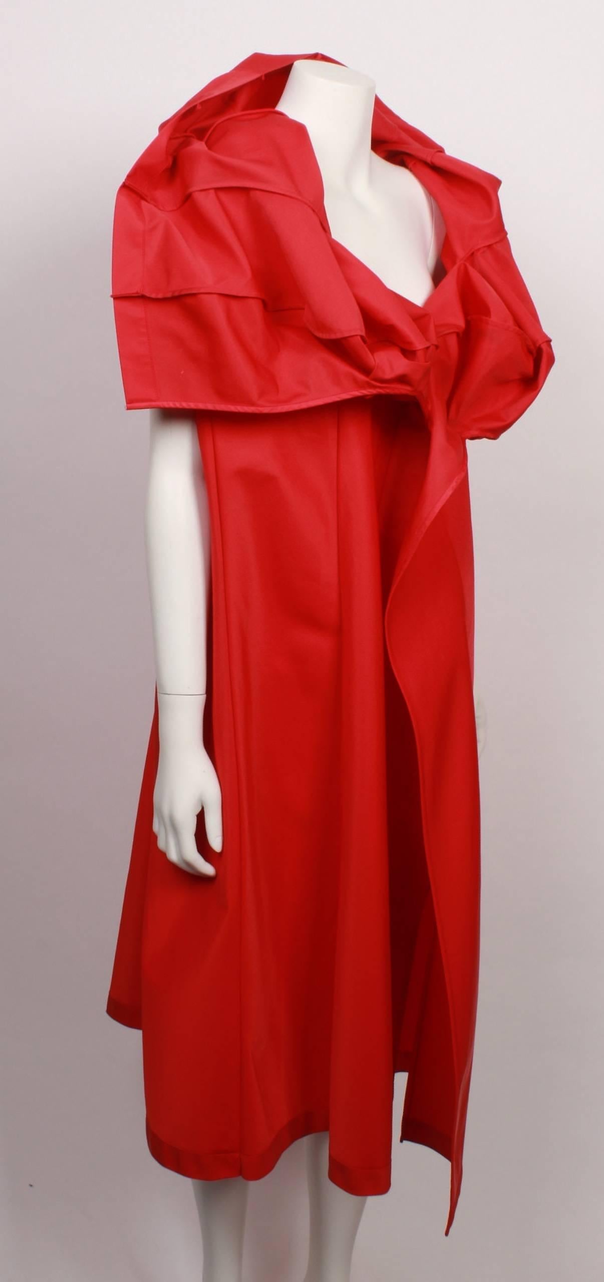 Women's Junya Watanabe Comme des Garcons Light Weight Red Nylon Opera Coat and Handbag For Sale