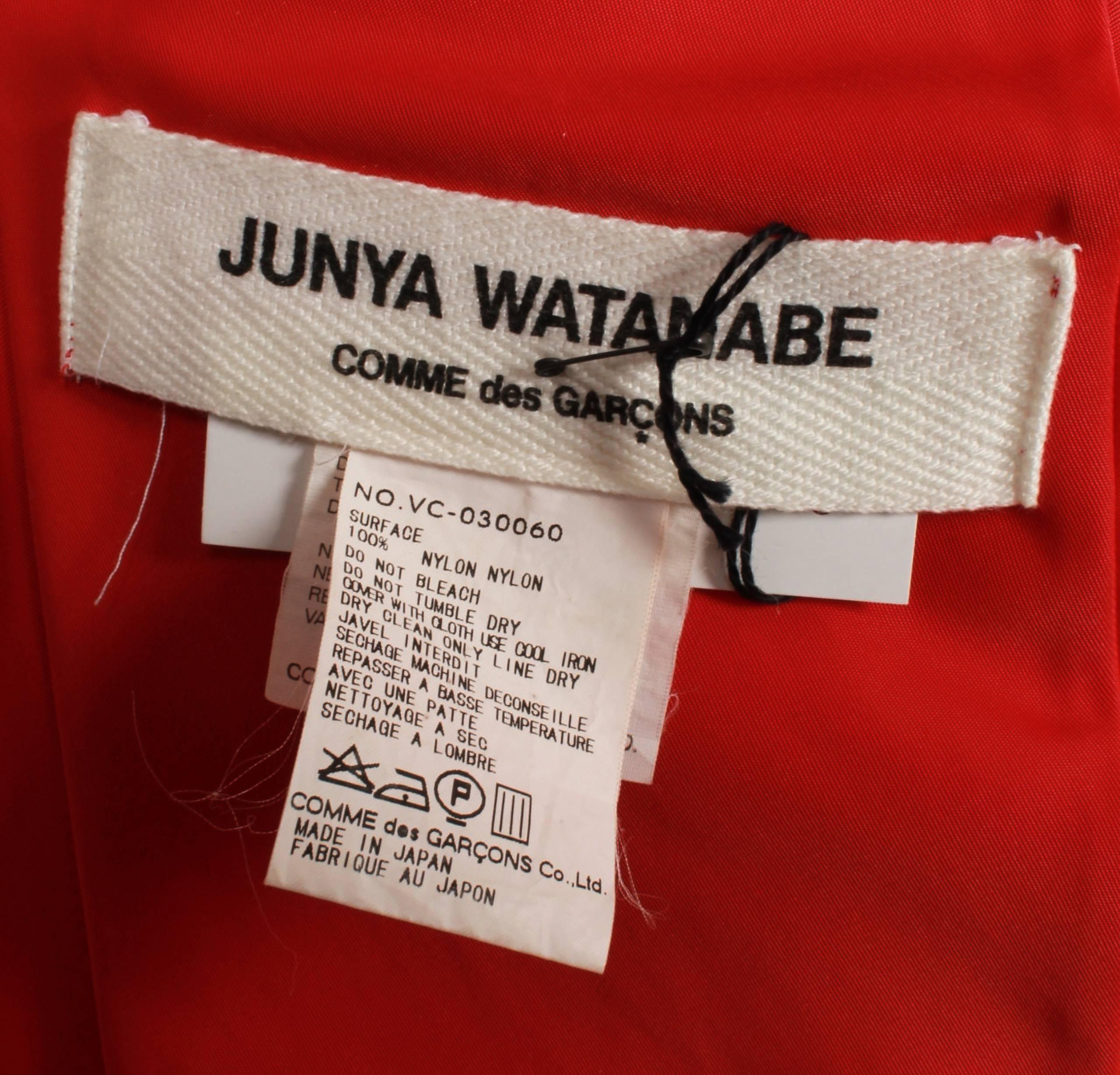 Junya Watanabe Comme des Garcons Light Weight Red Nylon Opera Coat and Handbag For Sale 1