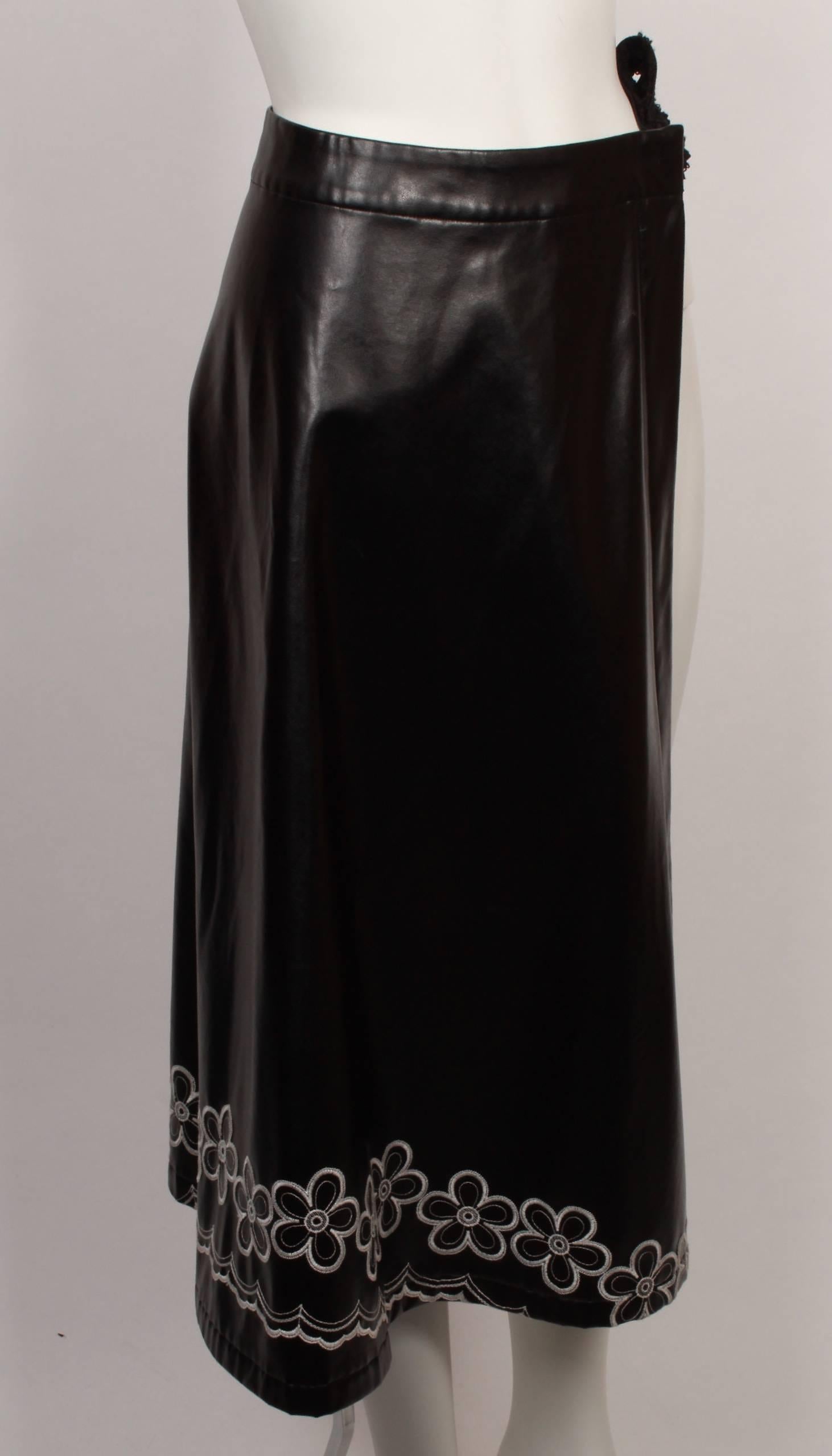 Women's or Men's Comme des Garcons Black 3-Sided Embroidered Polyurethane  Over-Skirt For Sale