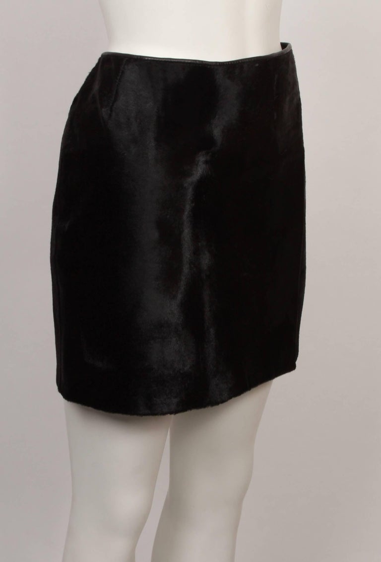 Dolce and Gabbana Black Pony Hair Leather Mini Skirt For Sale at 1stDibs