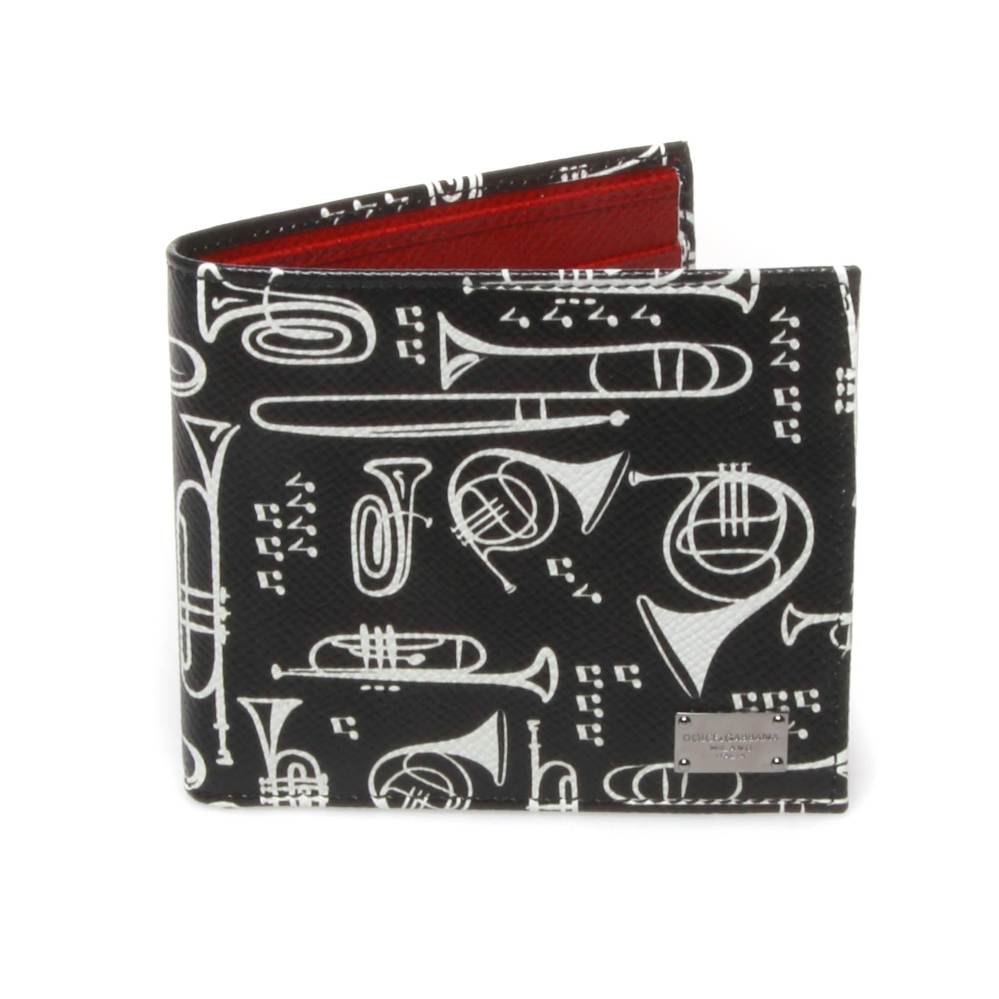 Dolce and Gabbana Musical Instruments Bi-Fold Wallet For Sale