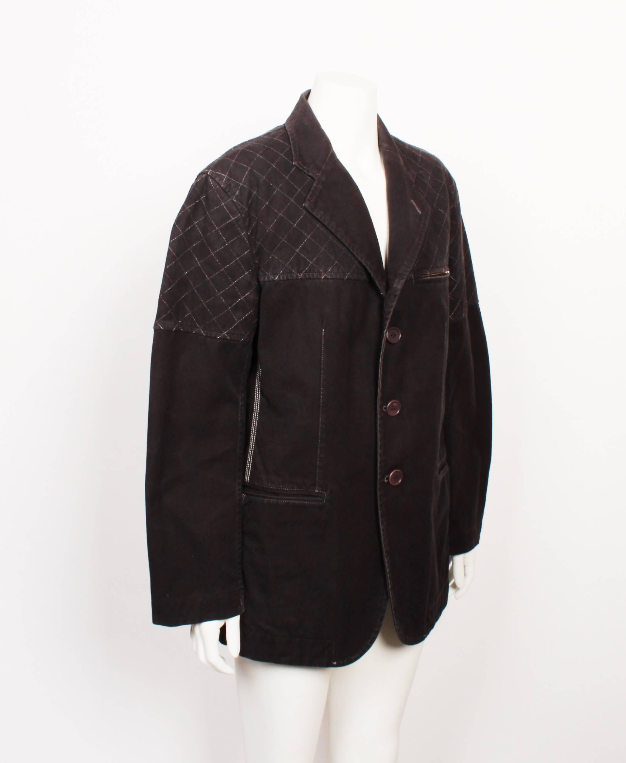 Black Issey Miyake Charcoal Grey Heavy Cotton Jacket 