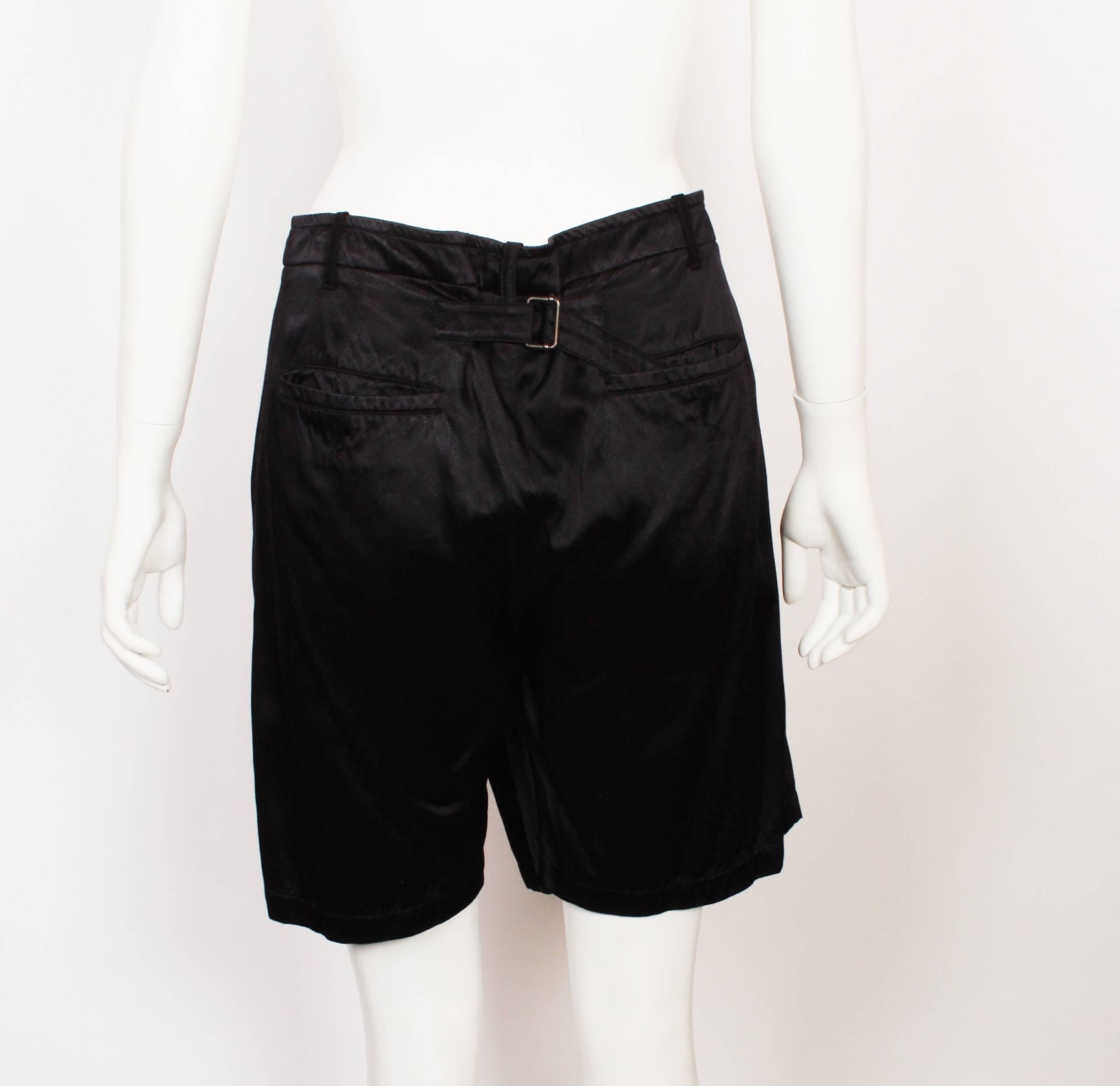 Black Ann Demeulemeester Wrap Shorts. For Sale