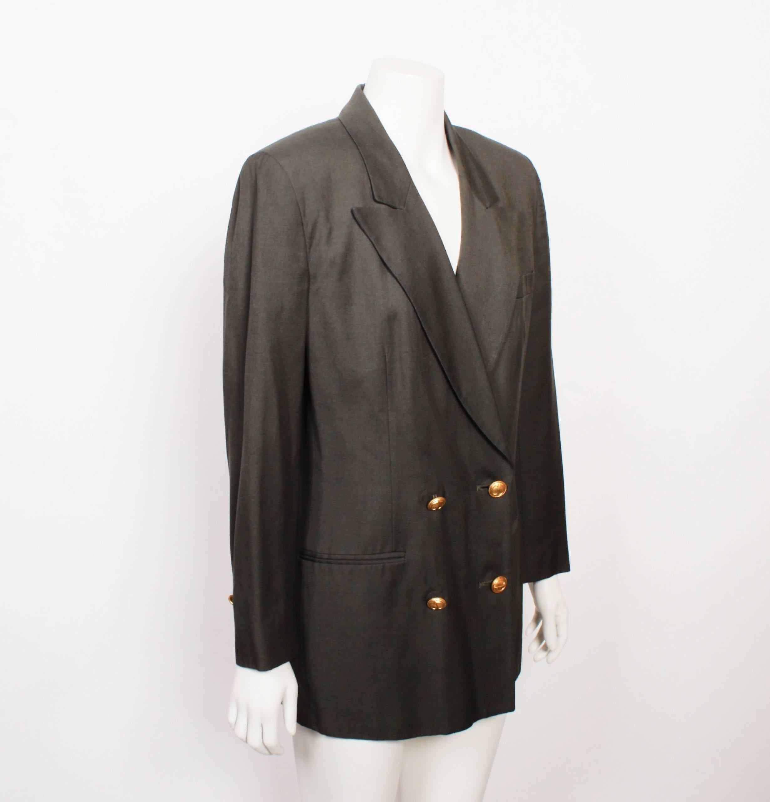 Black Christian Dior Double Breasted Charcoal Grey Blazer  6