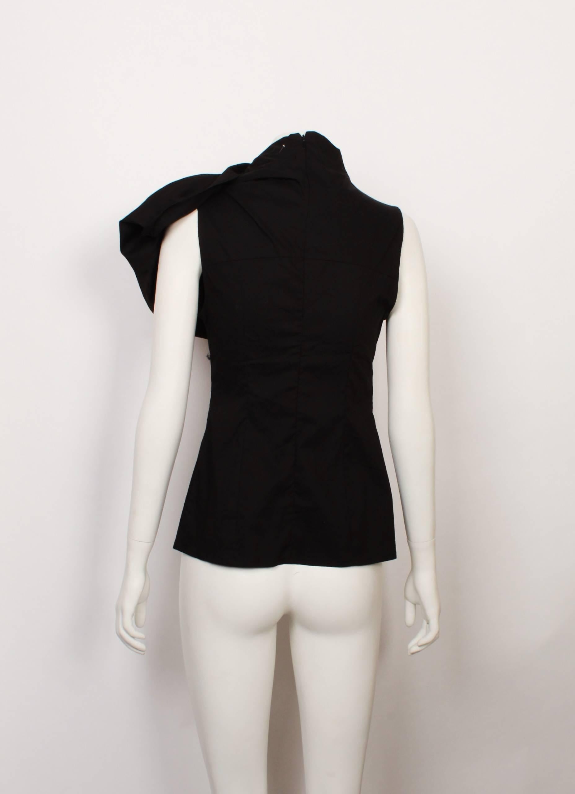 Black Prada black cotton sleeveless Cravat Top