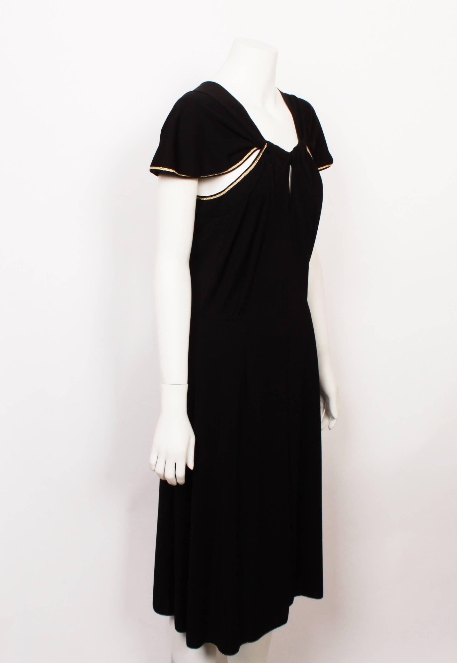 Women's Yves Saint Laurent Black Knit Dress With Golden Trim - Spring/Summer 2011