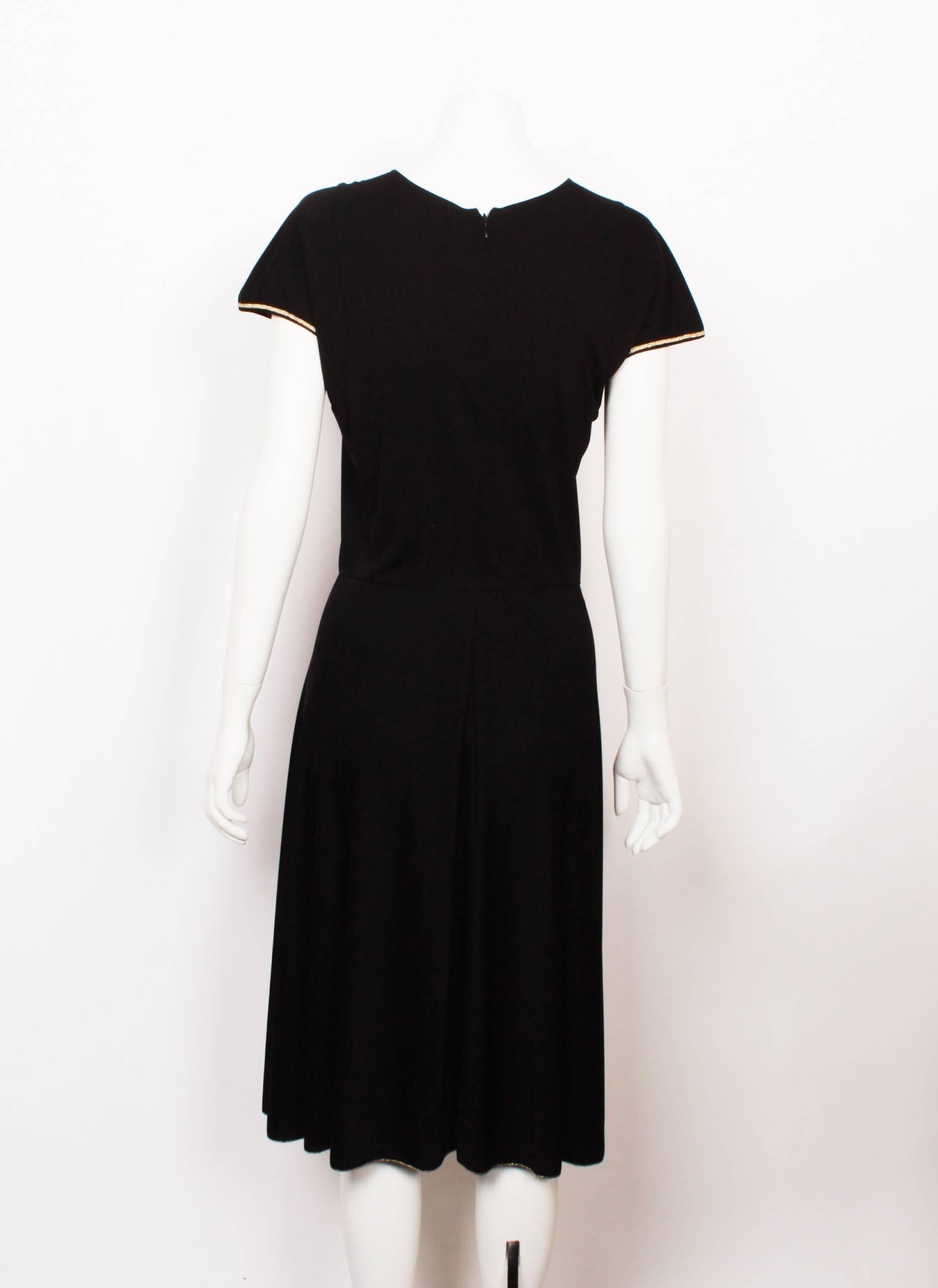 Yves Saint Laurent Black Knit Dress With Golden Trim - Spring/Summer 2011 In Good Condition In Melbourne, Victoria