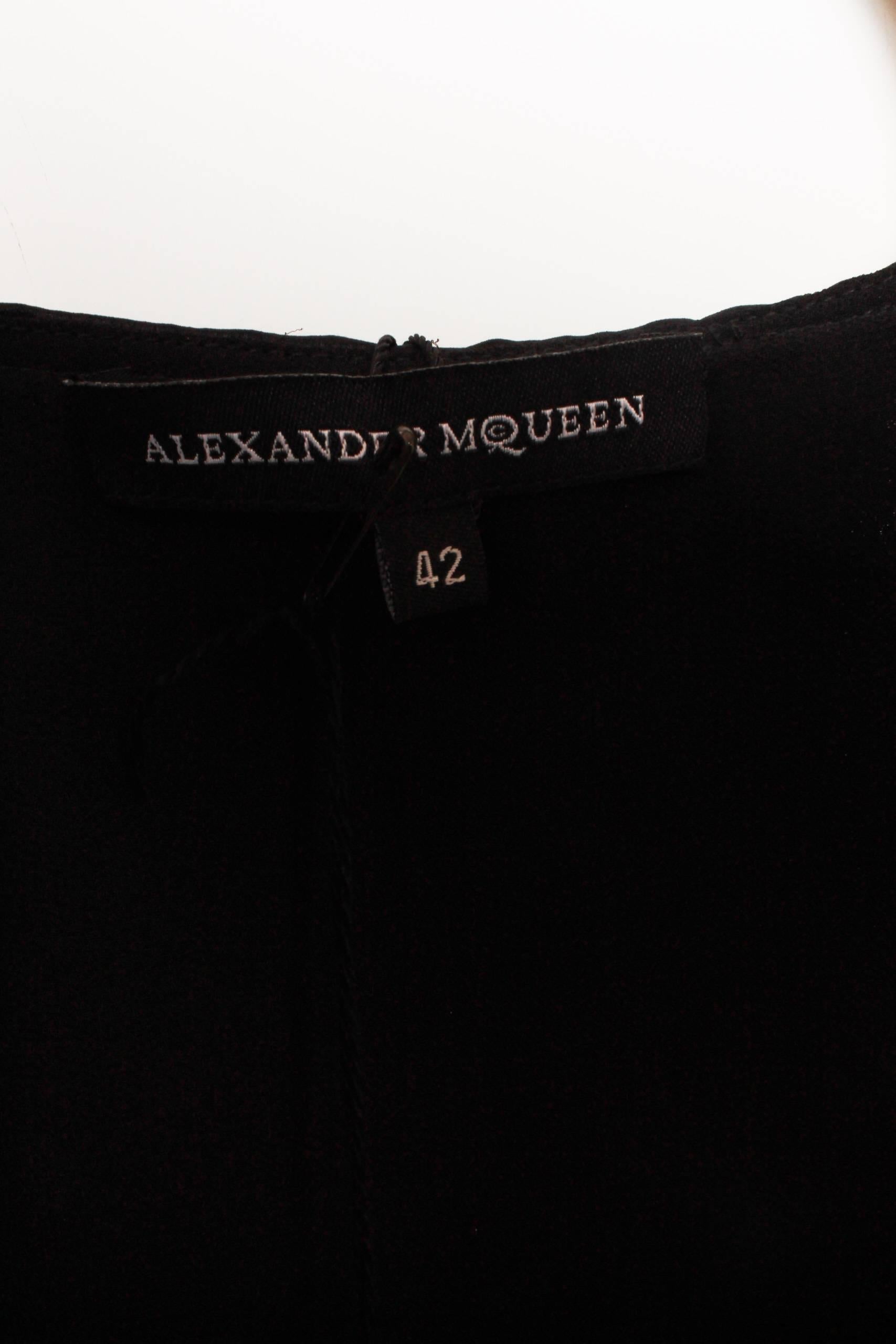 Black Alexander McQueen Paint Stroke Empire Line Dress With Ruffled Bodice For Sale