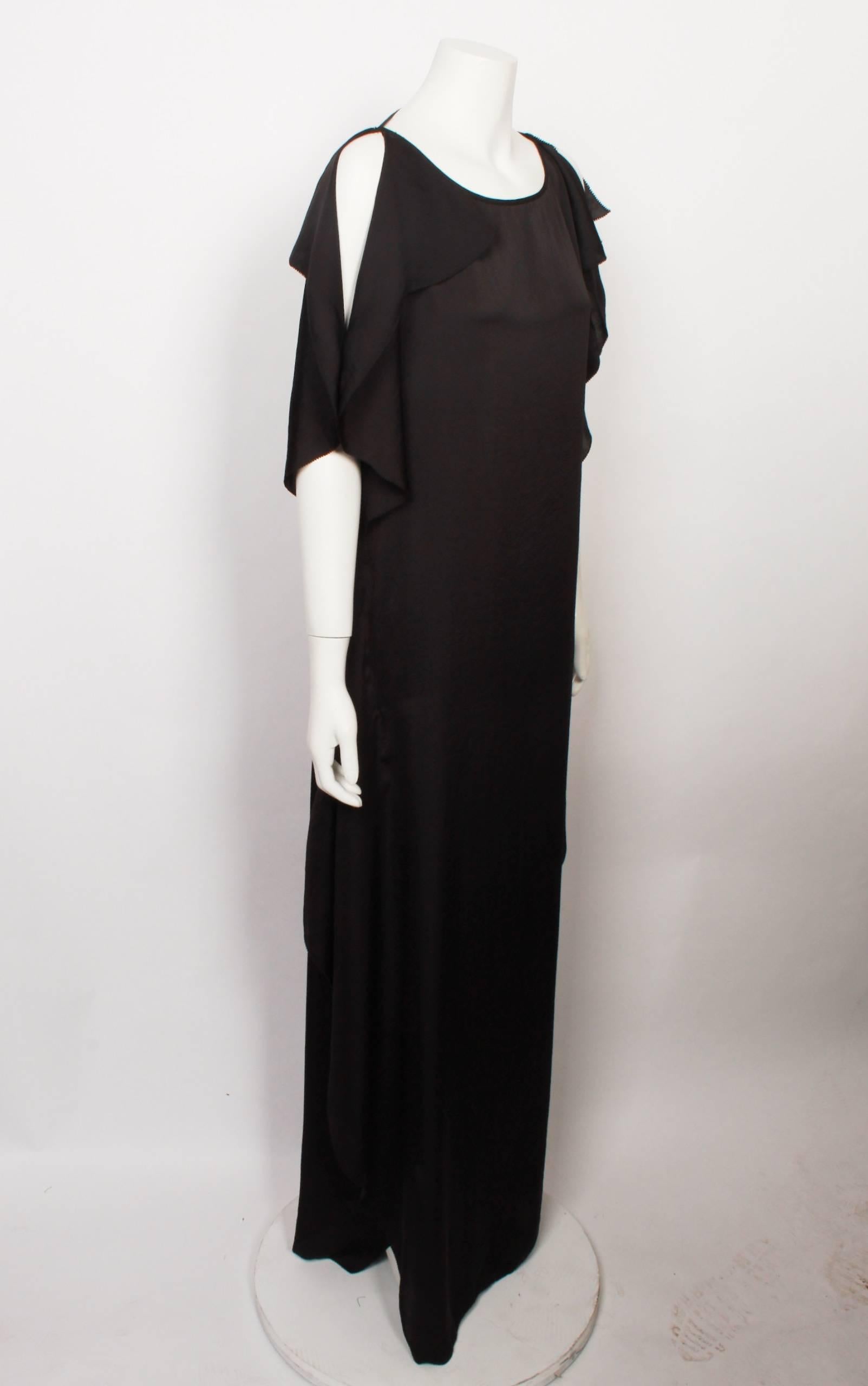 Women's Max Azria Black Silk Backless Caftan Dress