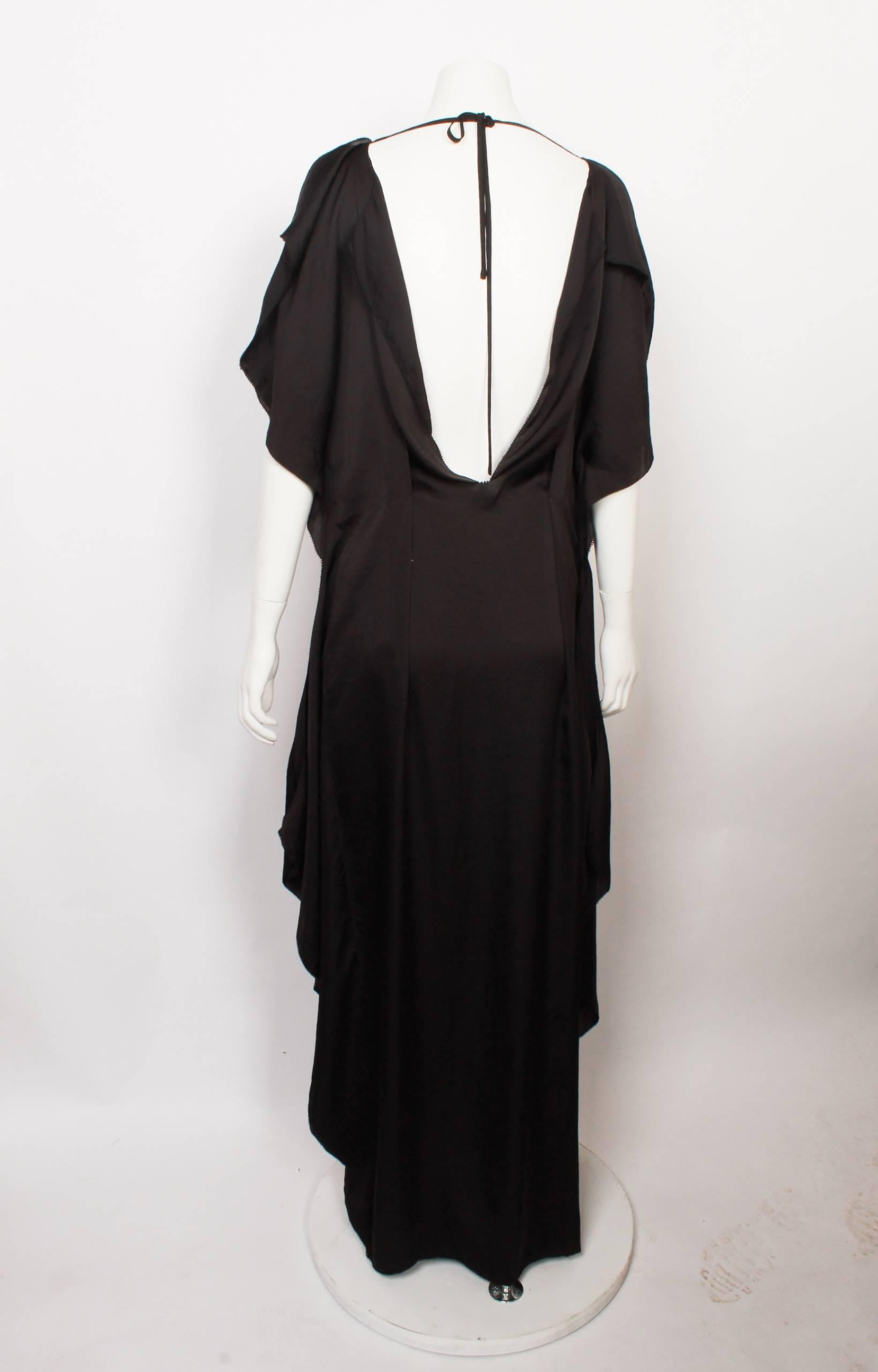 Max Azria Black Silk Backless Caftan Dress In Good Condition In Melbourne, Victoria
