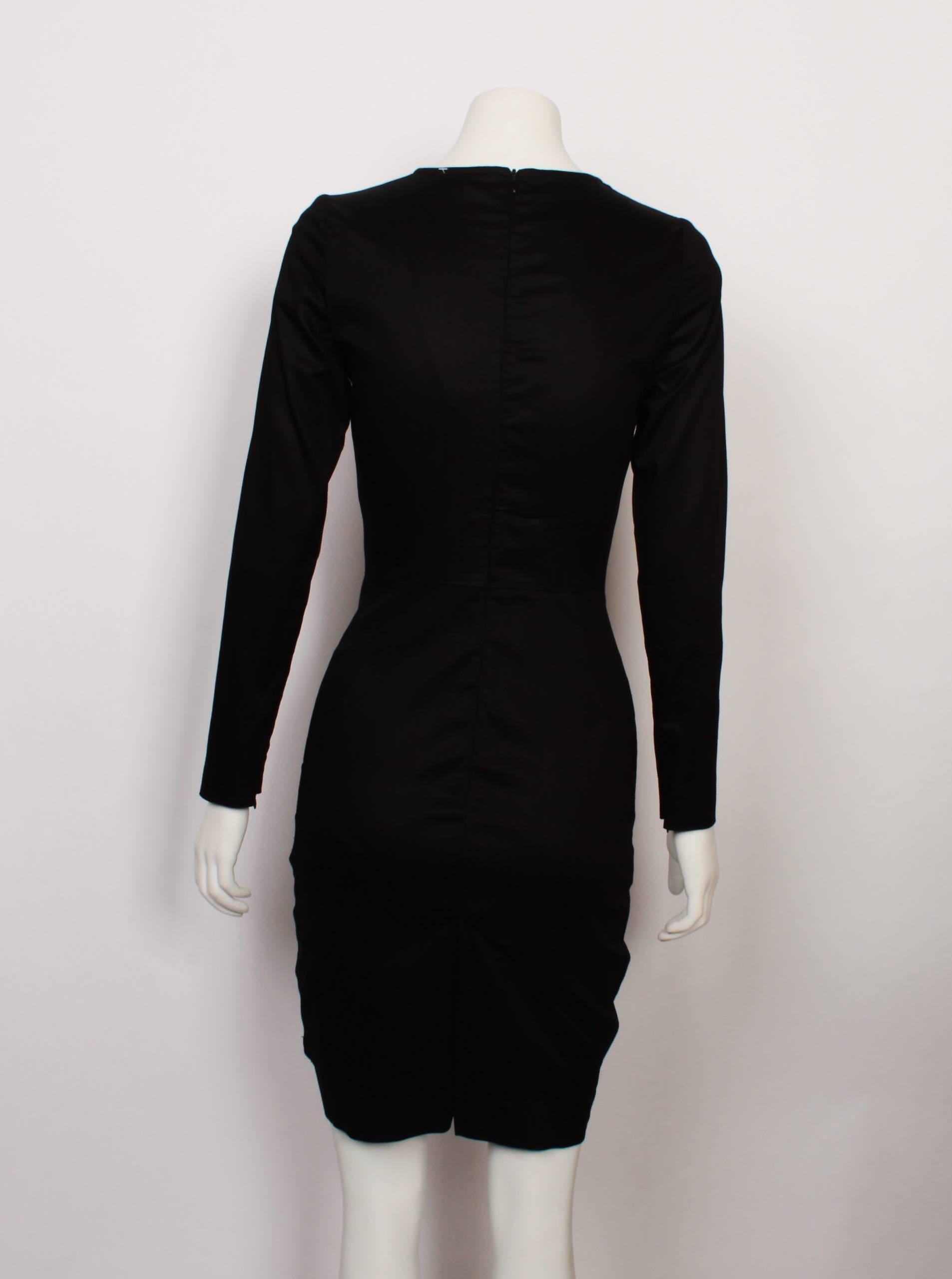 Black Valentino Fitted Shell Dress With Rosette Detail
