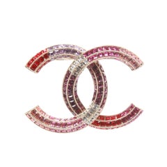 Chanel Pink Tonal Swarovski CC Brooch